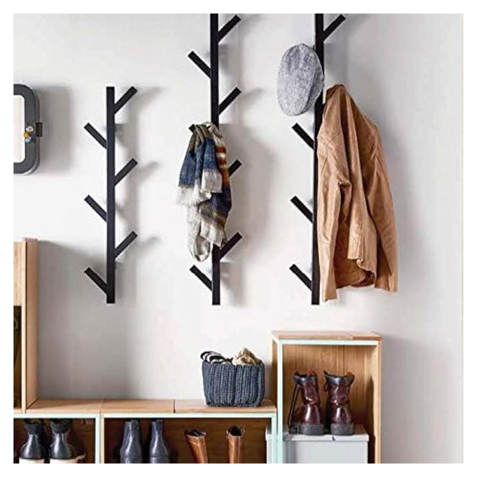 Perchero Premium Montado en Pared Negro para Sombreros y Abrigos