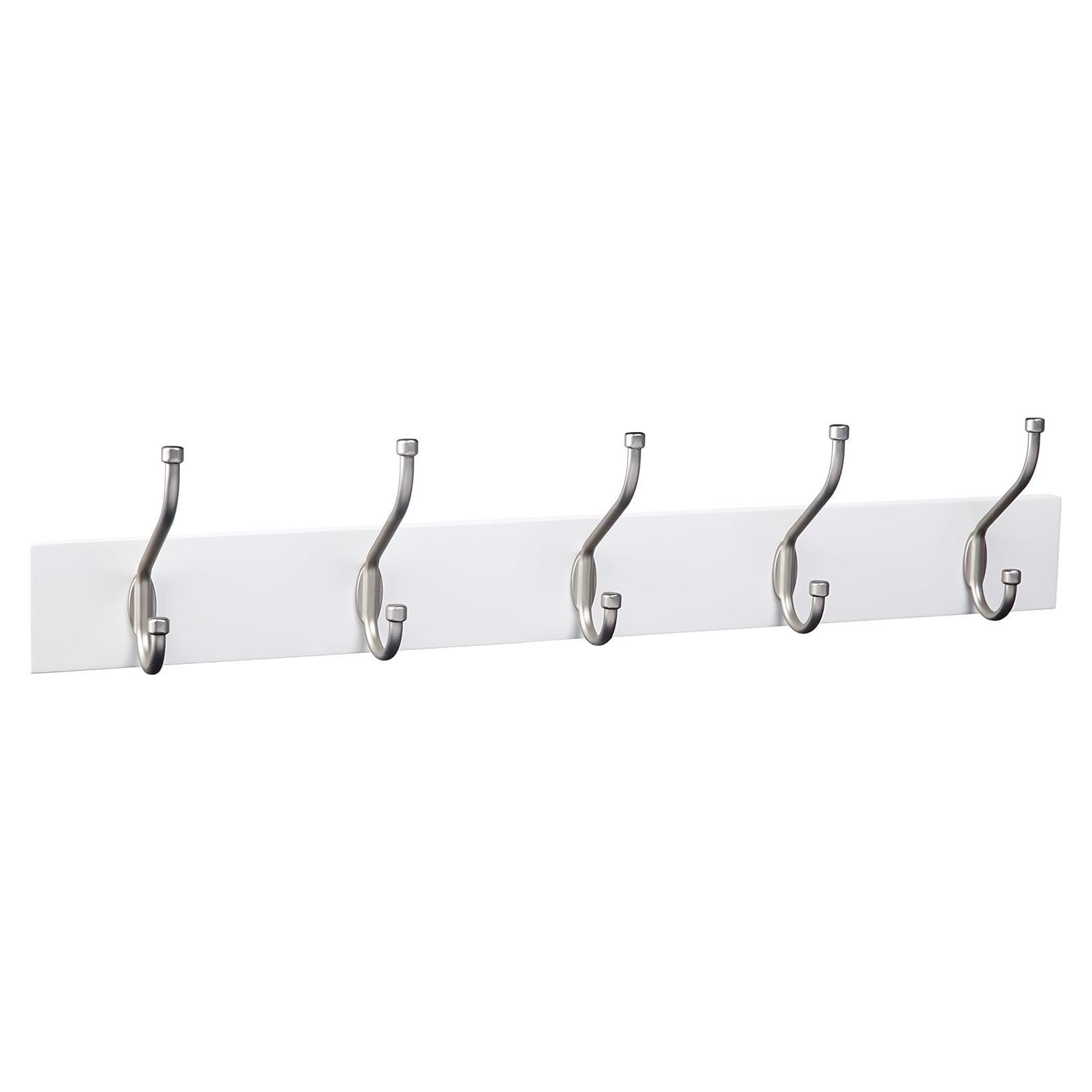 Perchero de Pared Rectangular Amazon Basics 5 Ganchos Blanco
