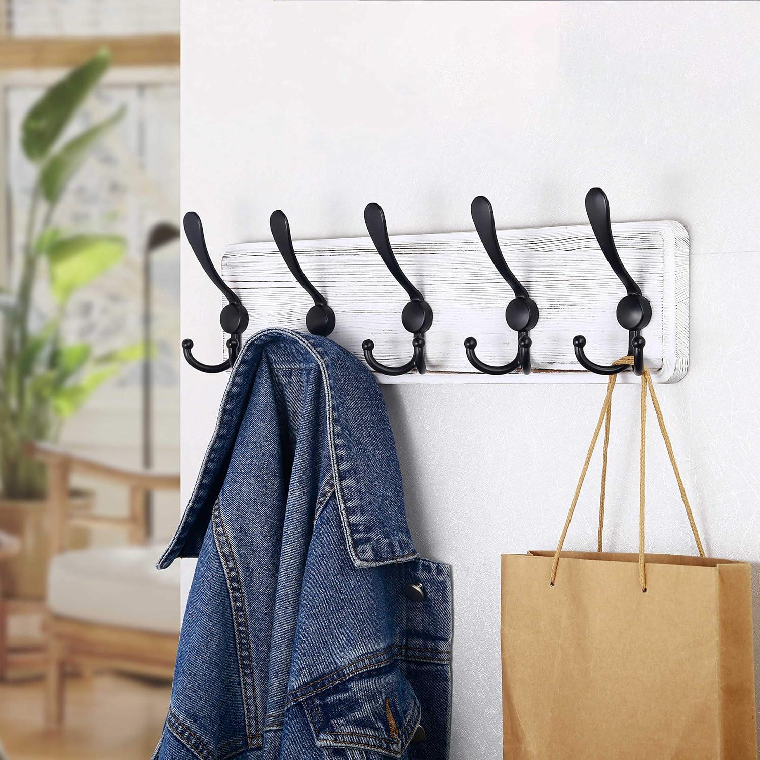 Perchero de Pared Rústico SKOLOO con 5 Ganchos Triples