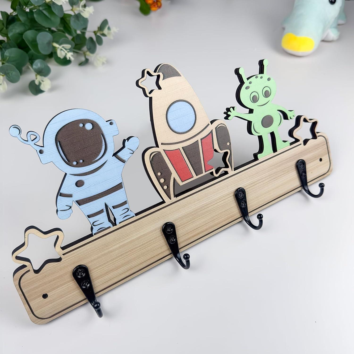 Gancho de Pared para Niños Midrean 4 Ganchos Madera Haya