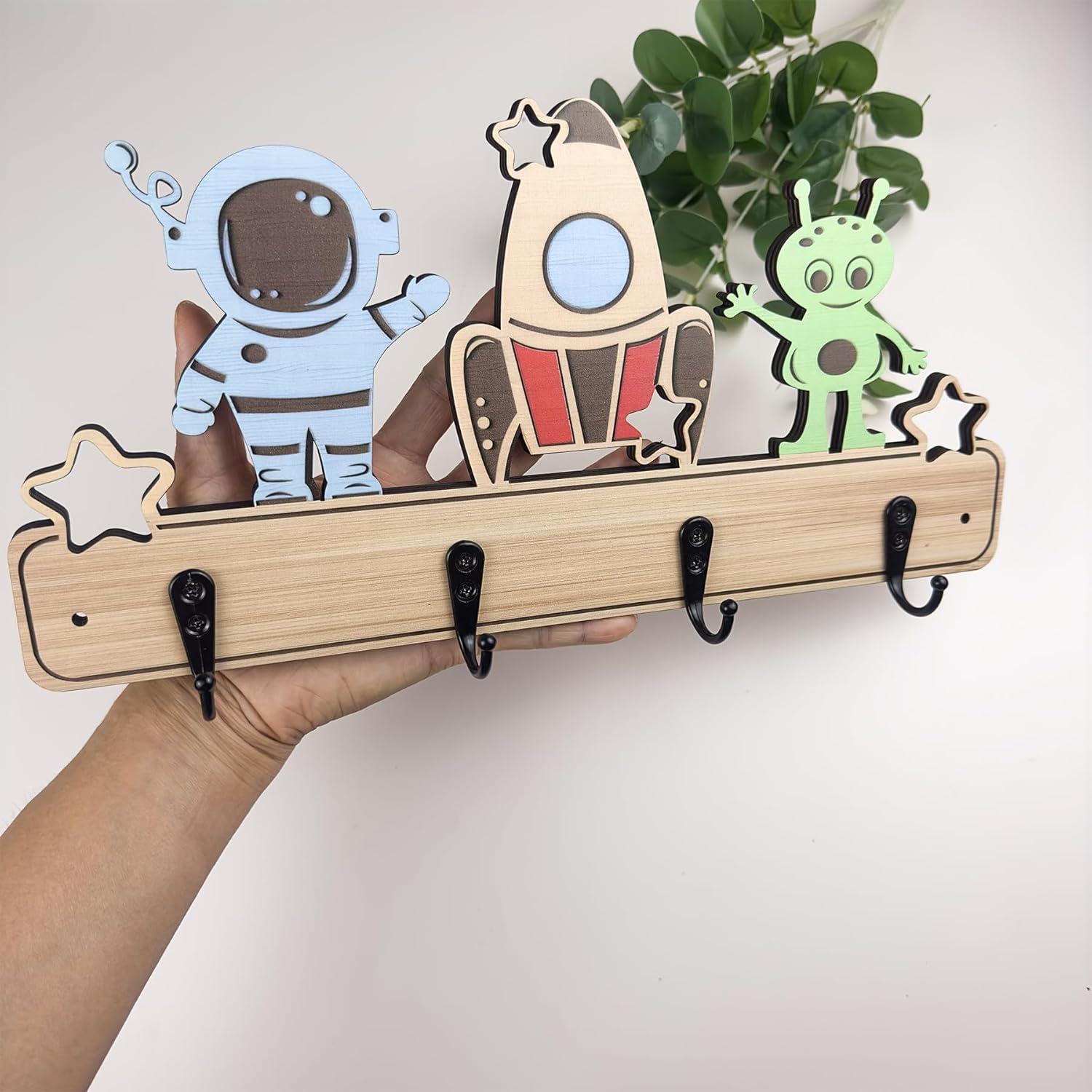 Gancho de Pared para Niños Midrean 4 Ganchos Madera Haya