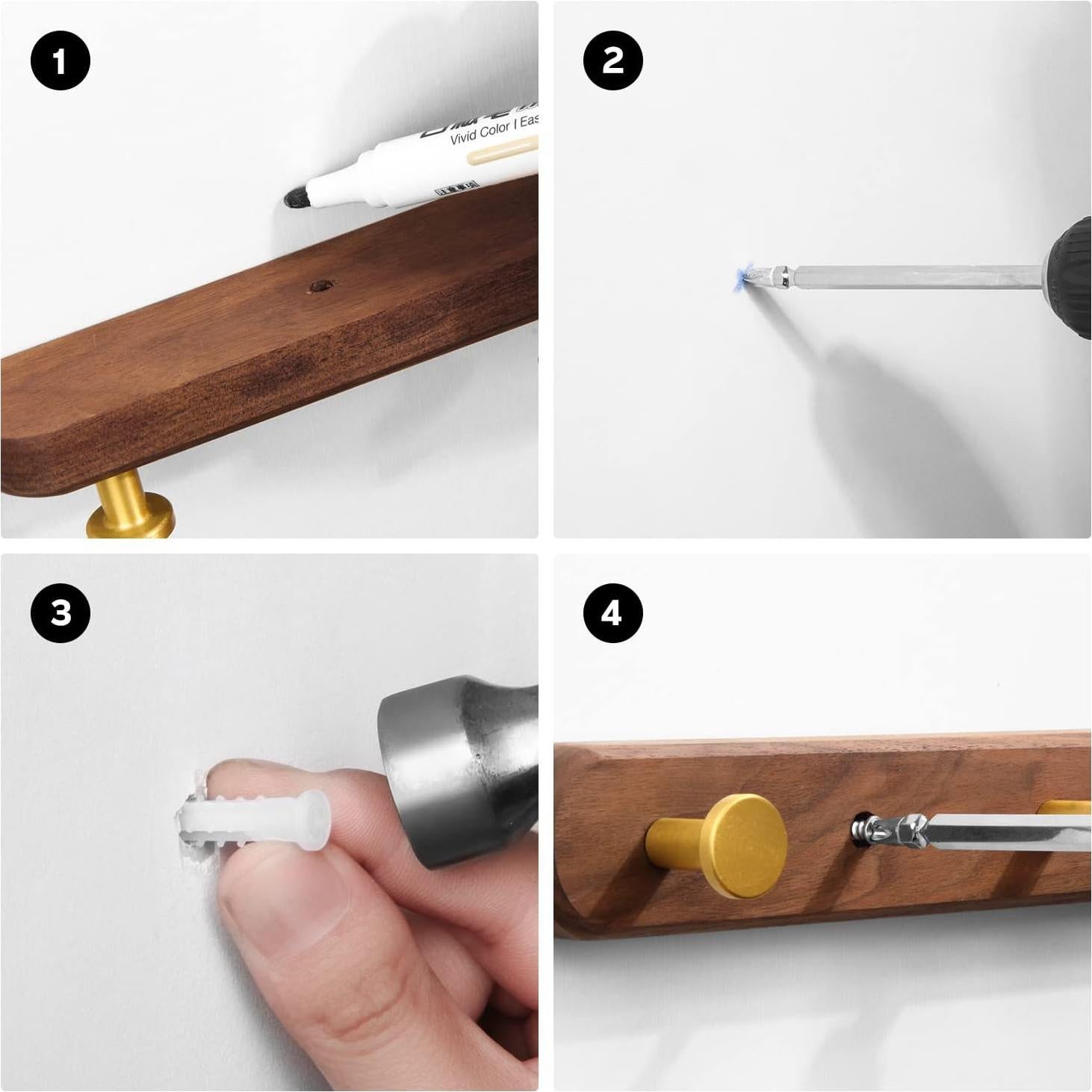 Perchero de Pared SARIHOSY de Madera y Metal 5 Ganchos Rústicos