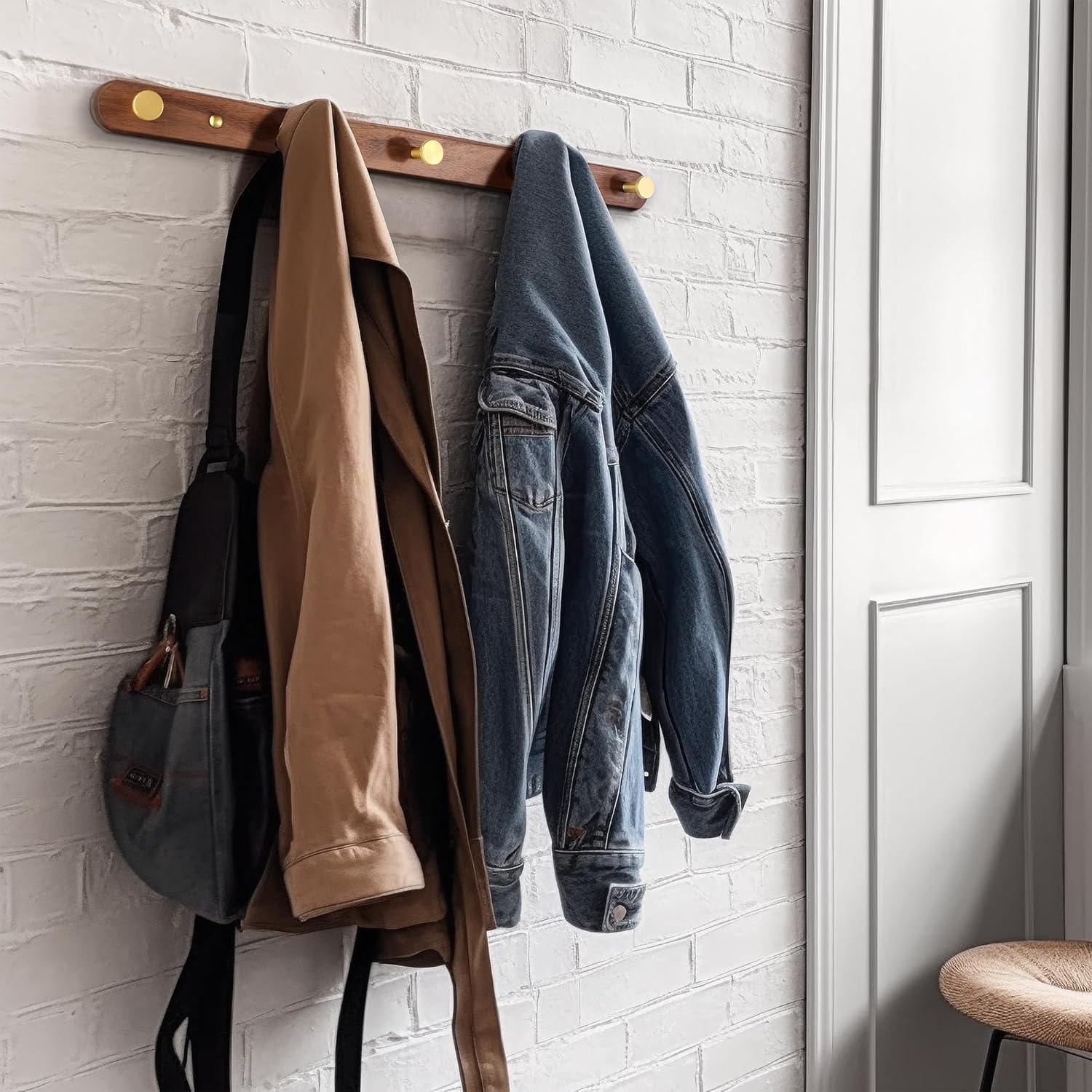 Perchero de Pared SARIHOSY de Madera y Metal 5 Ganchos Rústicos