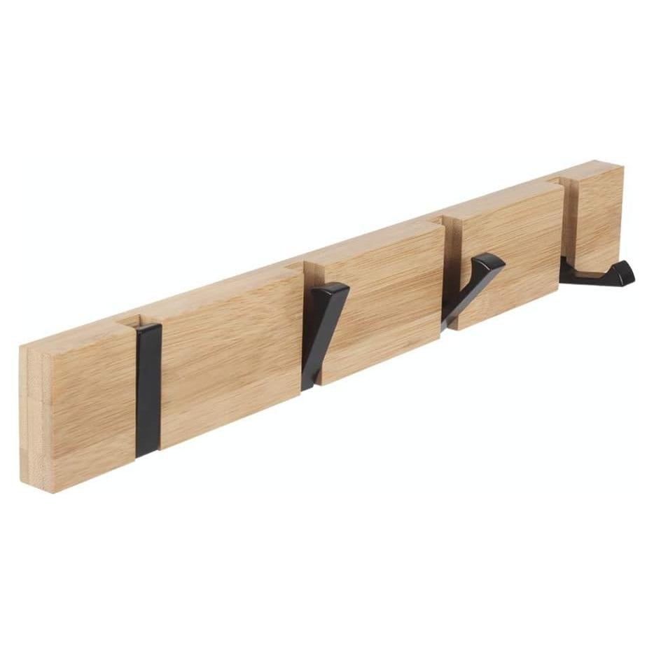 Perchero de Pared JSVER 4 Ganchos Plegables Madera 40.1cm