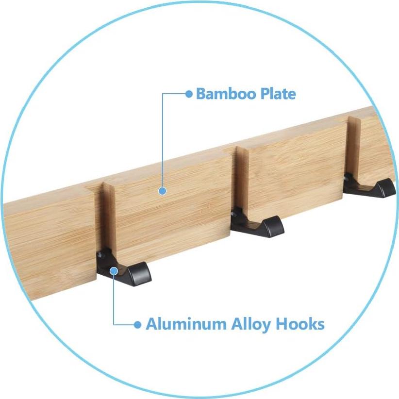 Perchero de Pared JSVER 4 Ganchos Plegables Madera 40.1cm