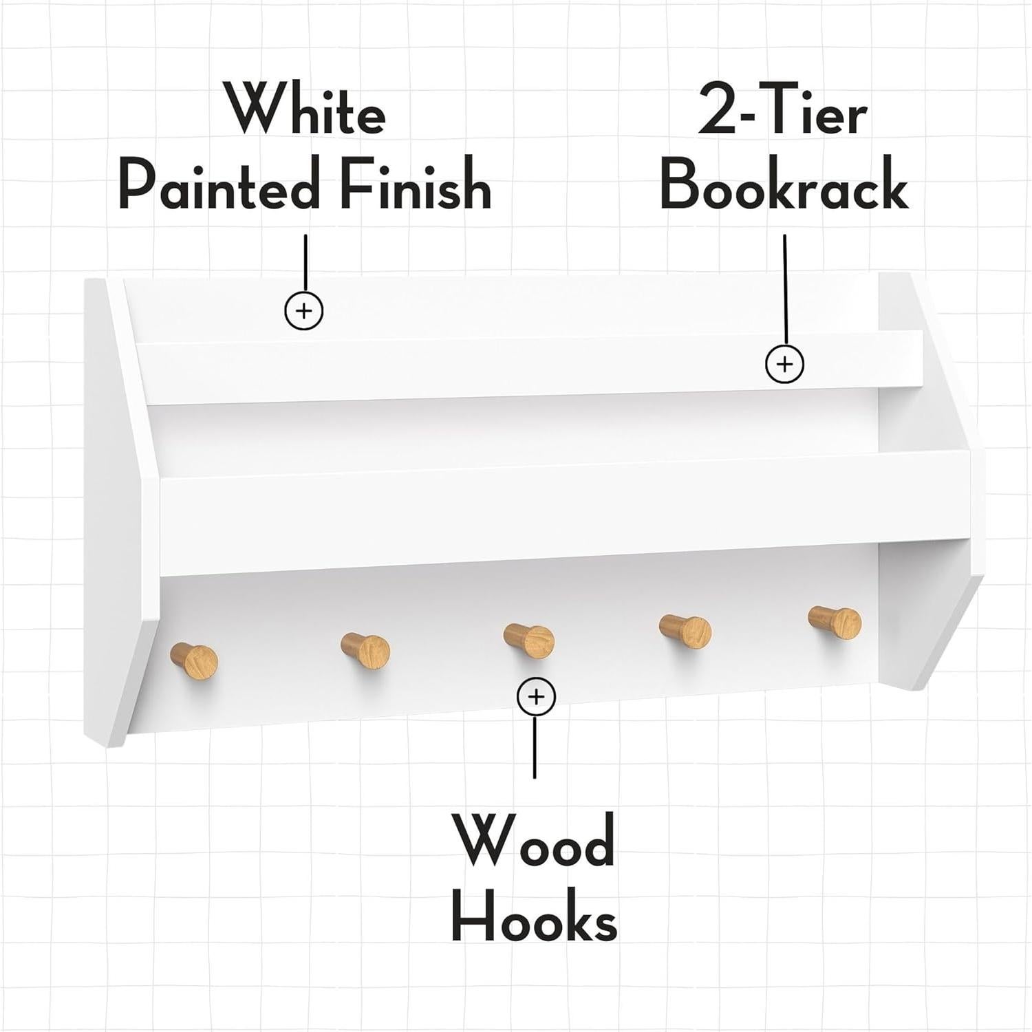 Estante de Pared RiverRidge para Niños con Librero y Ganchos