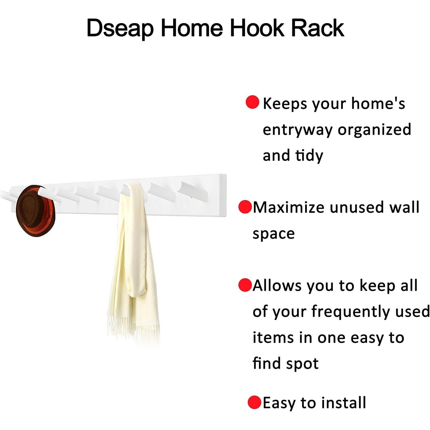 Perchero de Pared Dseap Blanco 10 Ganchos 97 cm Resistente