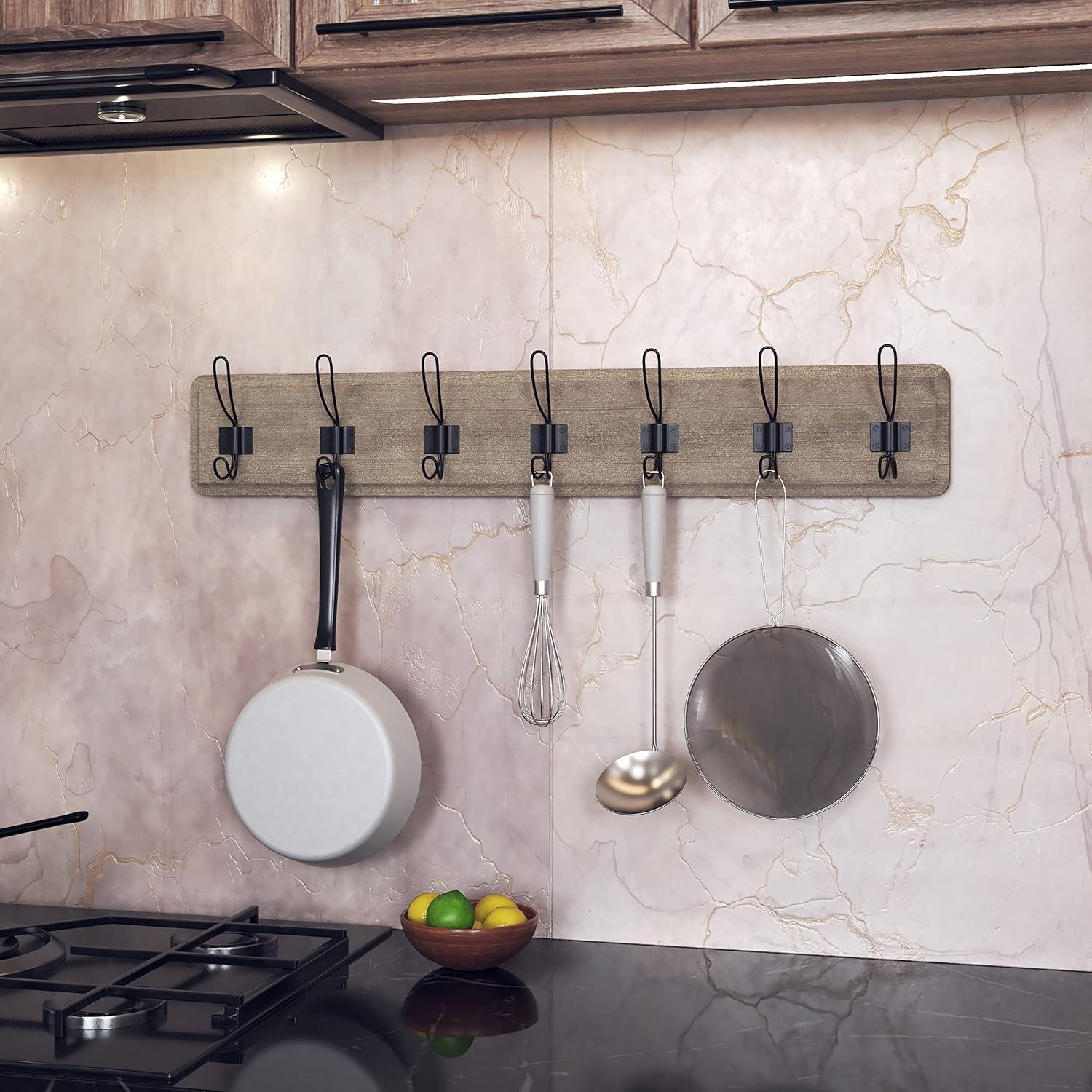 Perchero de Madera Sólida HBCY Creations 86 cm 7 Ganchos