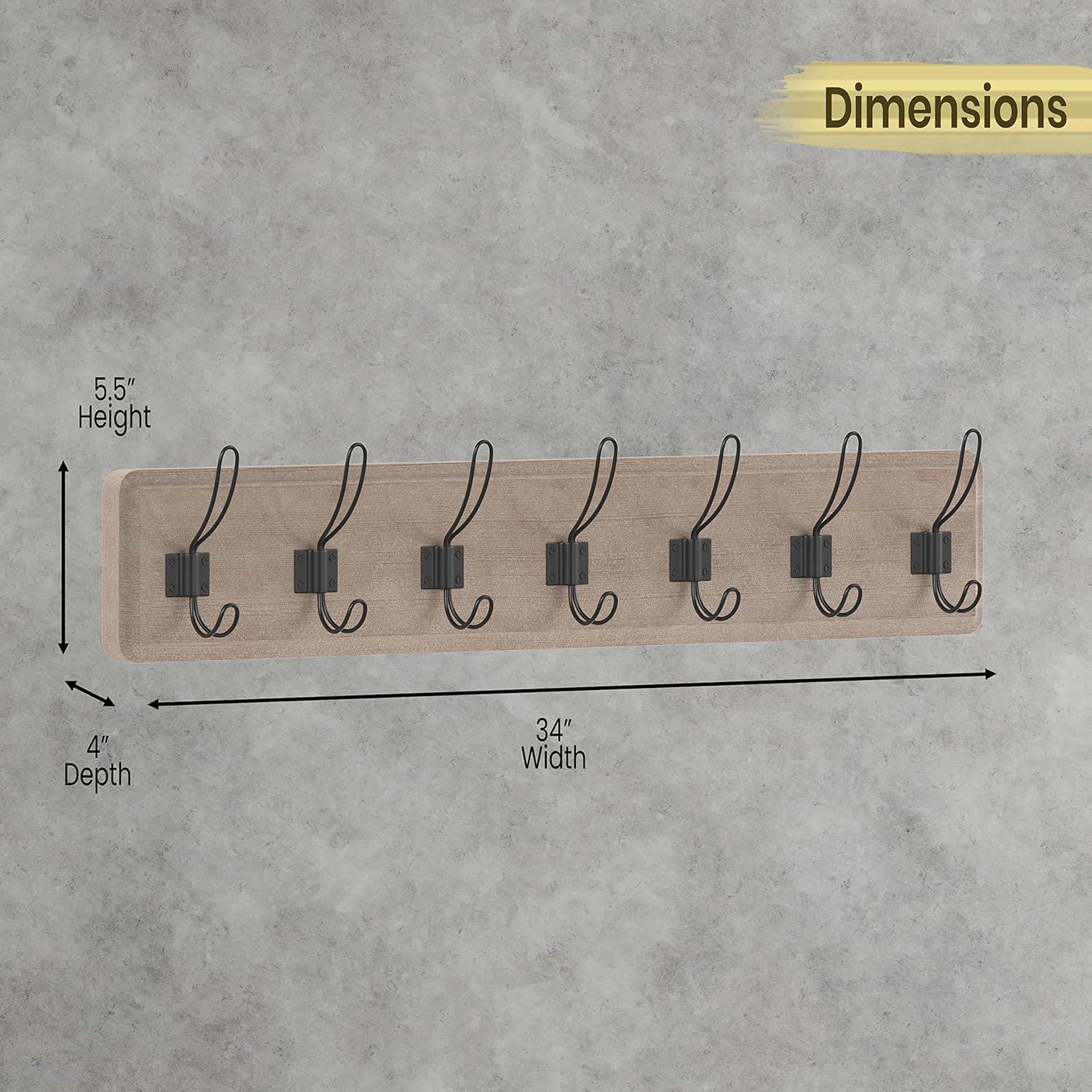 Perchero de Madera Sólida HBCY Creations 86 cm 7 Ganchos