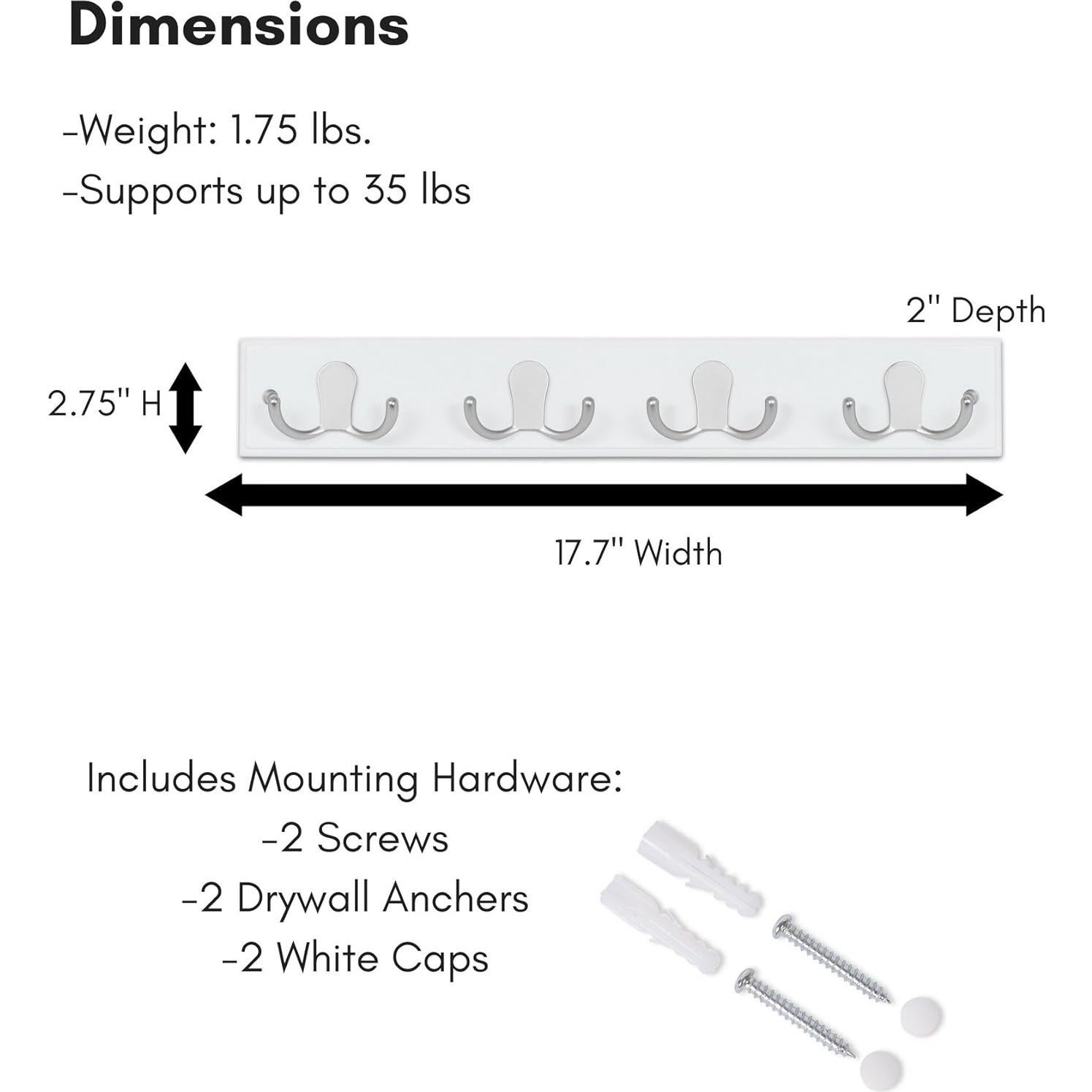 Perchero de Pared BirdRock Home con 4 Ganchos Dobles