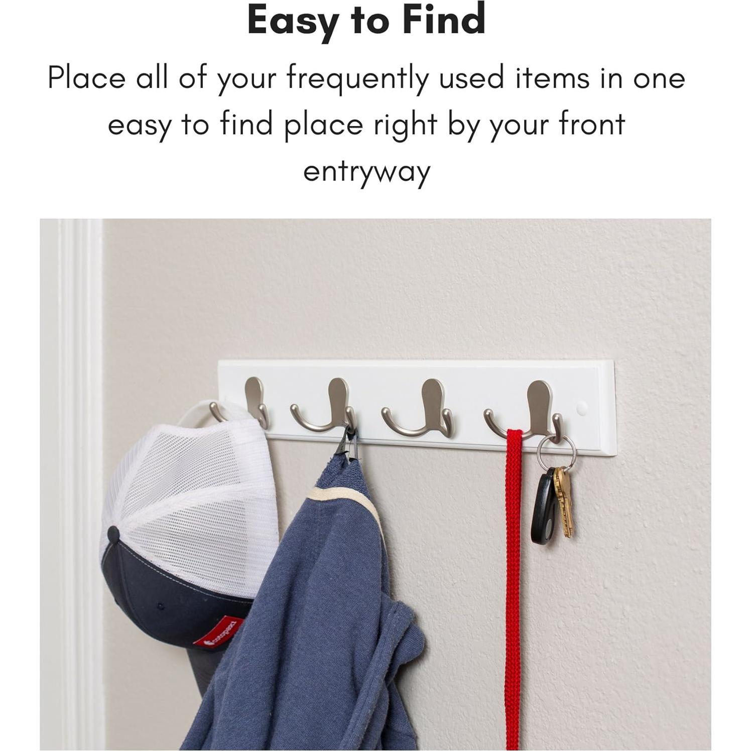 Perchero de Pared BirdRock Home con 4 Ganchos Dobles