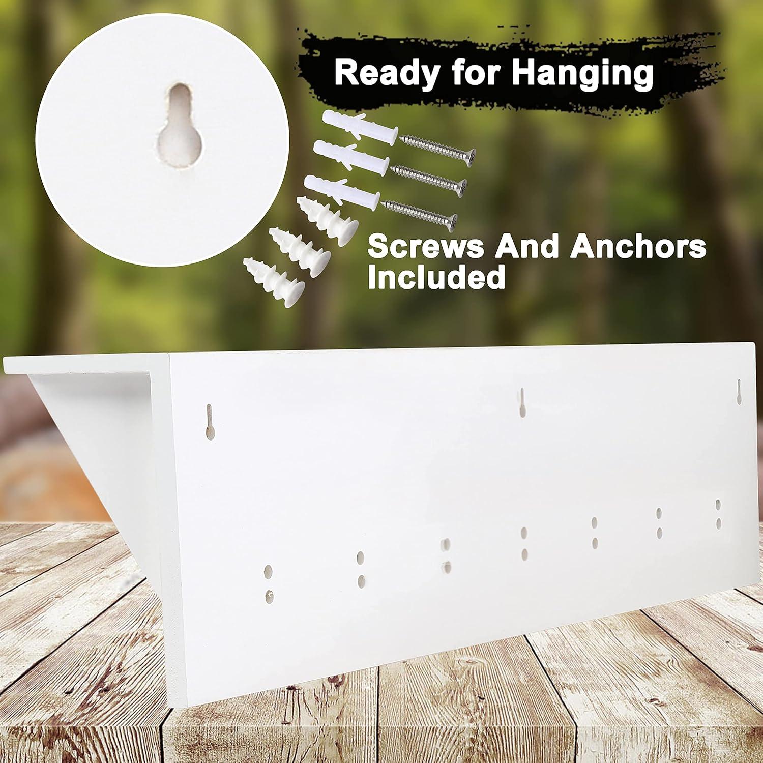 Perchero de pared Dseap con estante y 7 ganchos triples blanco