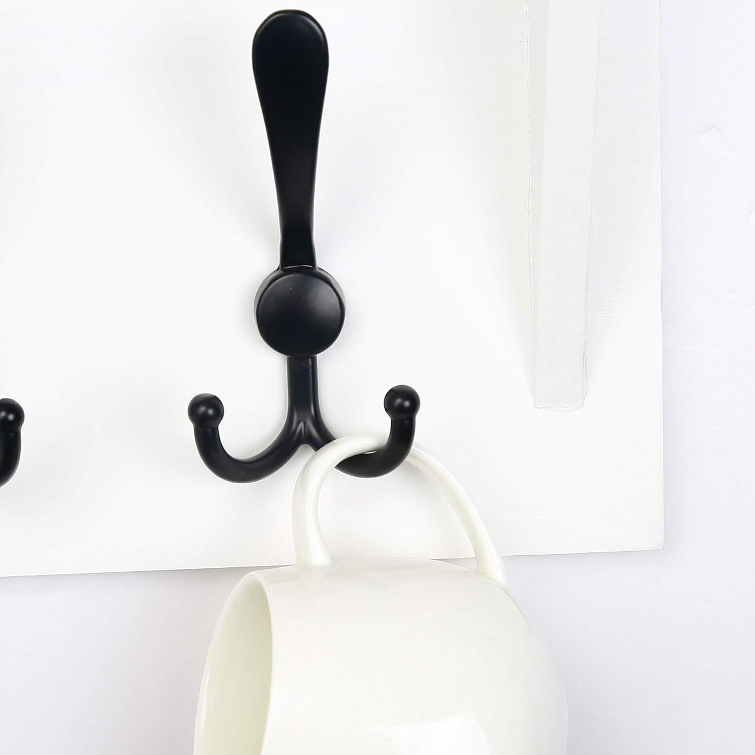 Perchero de pared Dseap con estante y 7 ganchos triples blanco