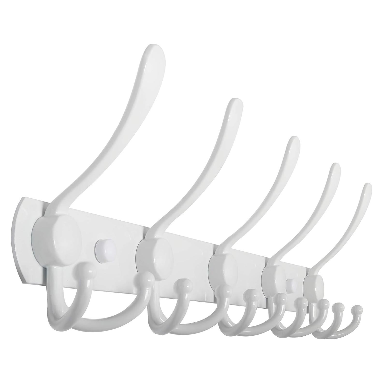 Perchero de pared WEBI blanco con 5 ganchos triples de acero