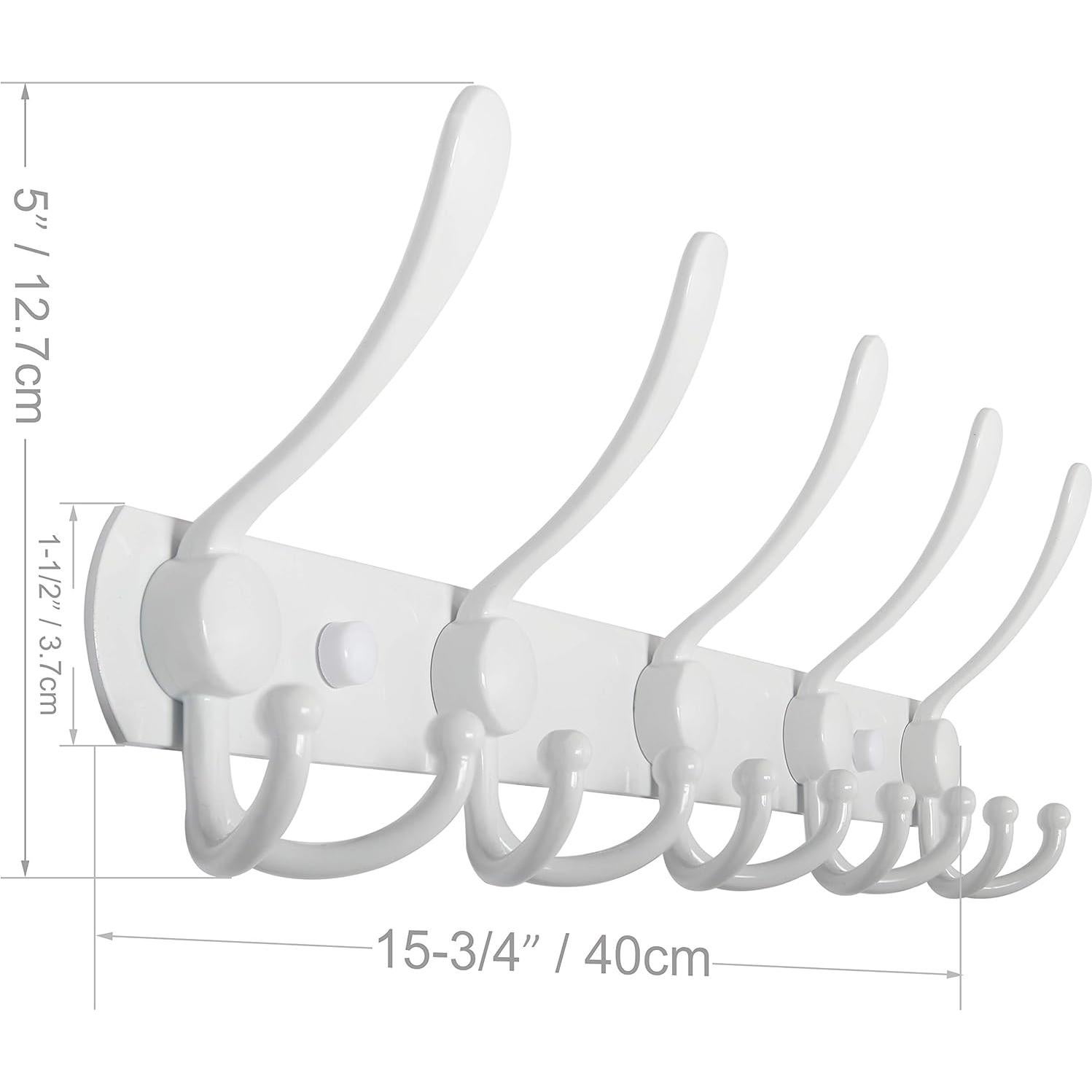 Perchero de pared WEBI blanco con 5 ganchos triples de acero