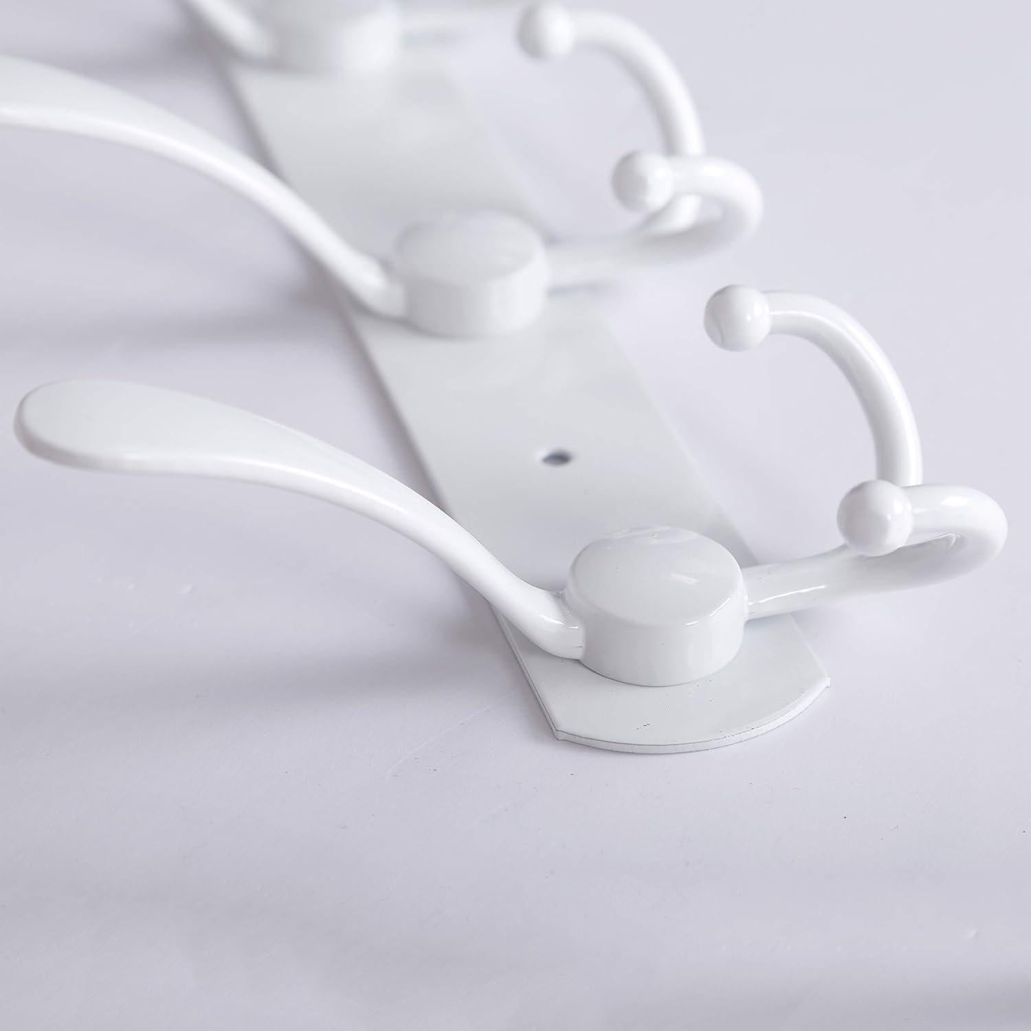 Perchero de pared WEBI blanco con 5 ganchos triples de acero