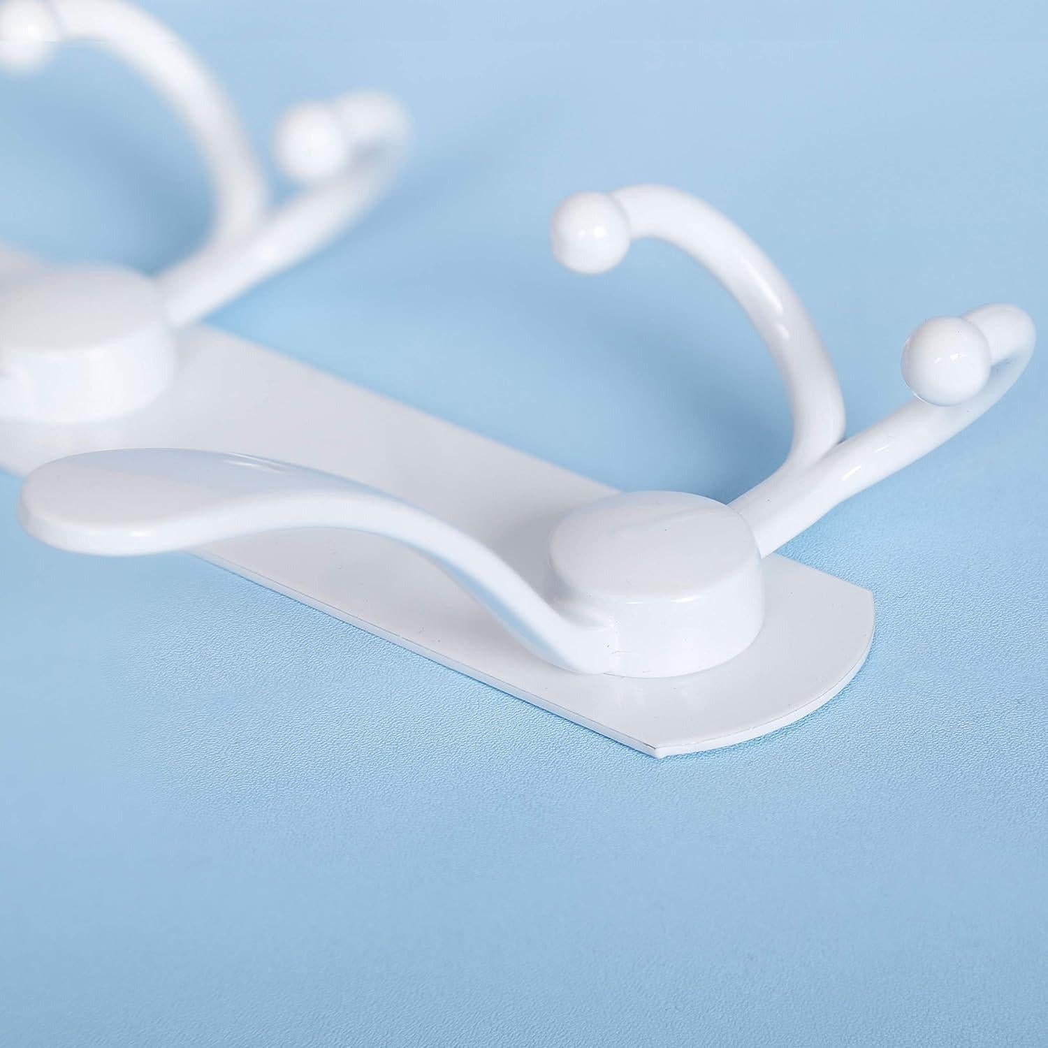 Perchero de pared WEBI blanco con 5 ganchos triples de acero