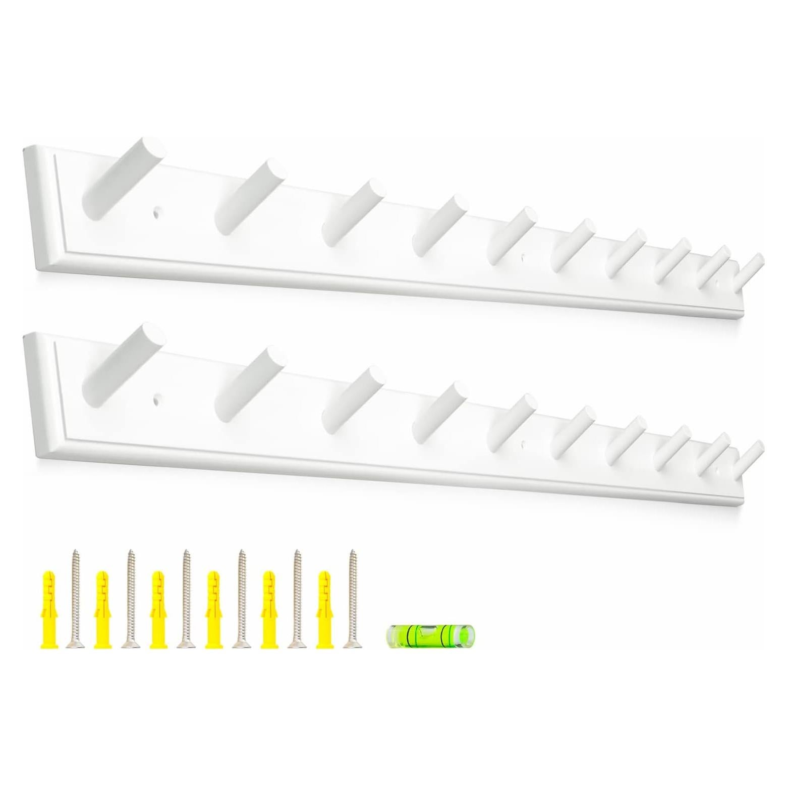 Perchero de Pared Horkmous 96.5 cm con 10 Ganchos Blanco