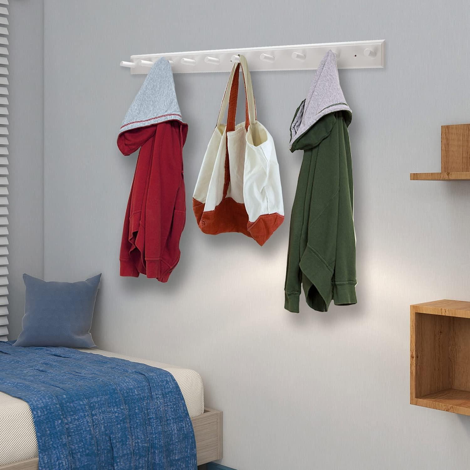 Perchero de Pared Horkmous 96.5 cm con 10 Ganchos Blanco