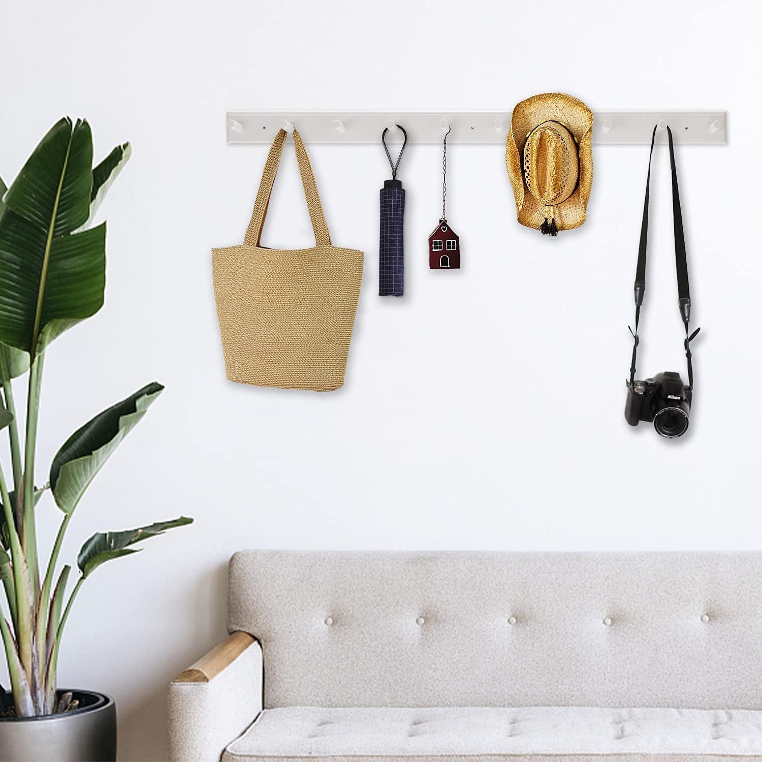 Perchero de Pared Horkmous 96.5 cm con 10 Ganchos Blanco