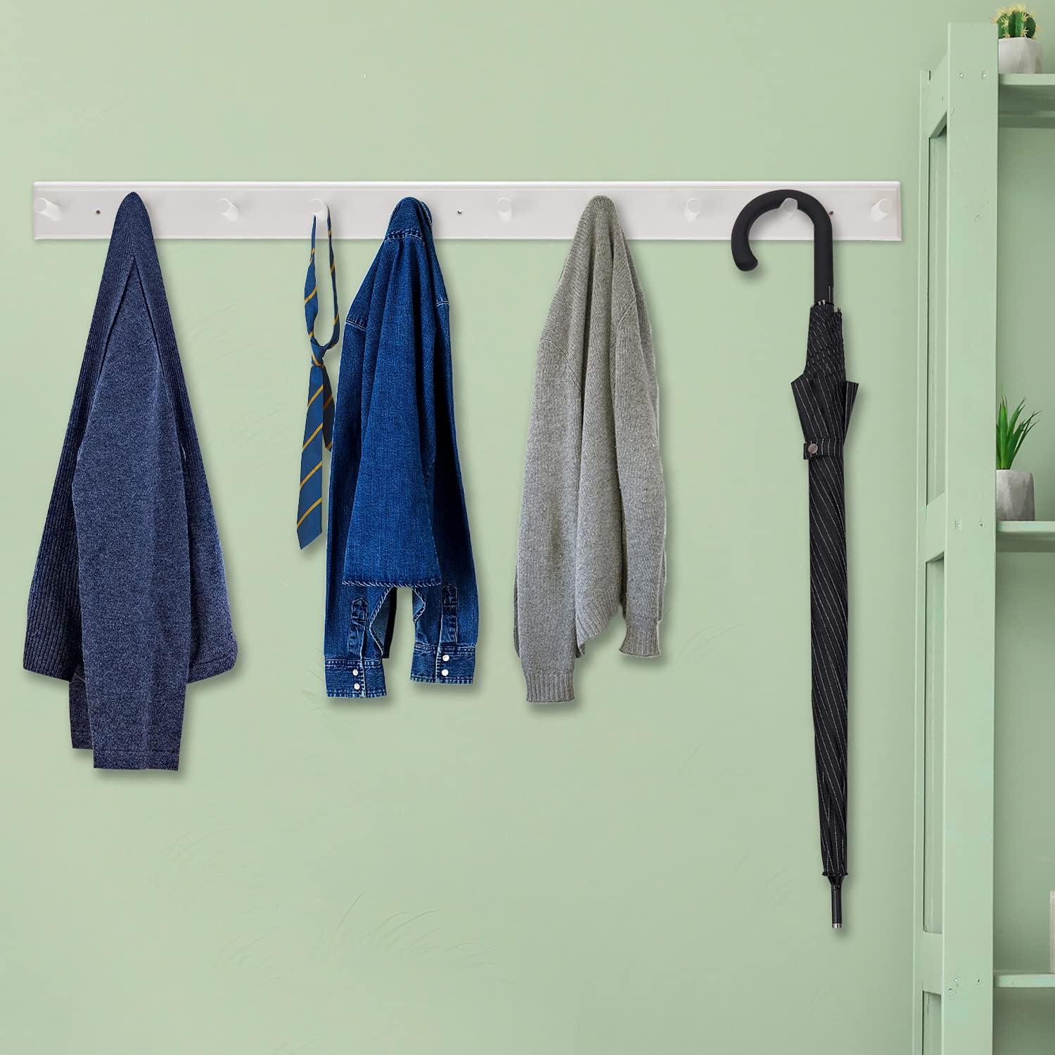 Perchero de Pared Horkmous 96.5 cm con 10 Ganchos Blanco