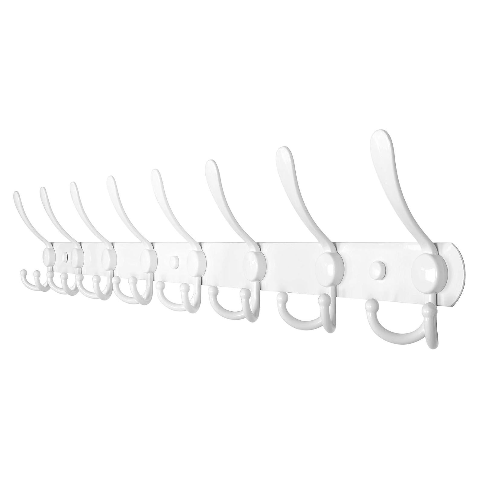 Perchero de Pared WEBI 76 cm con 8 Ganchos Triples Blanco