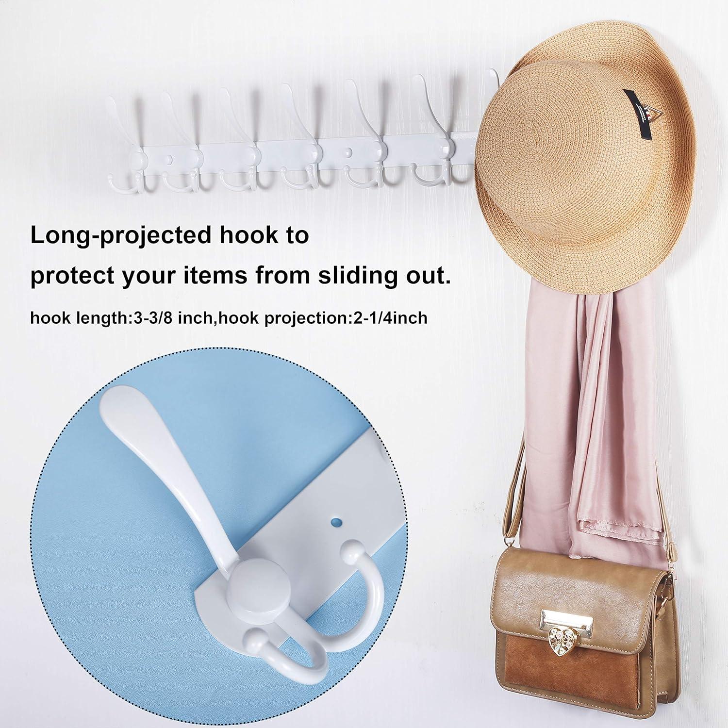 Perchero de Pared WEBI 76 cm con 8 Ganchos Triples Blanco