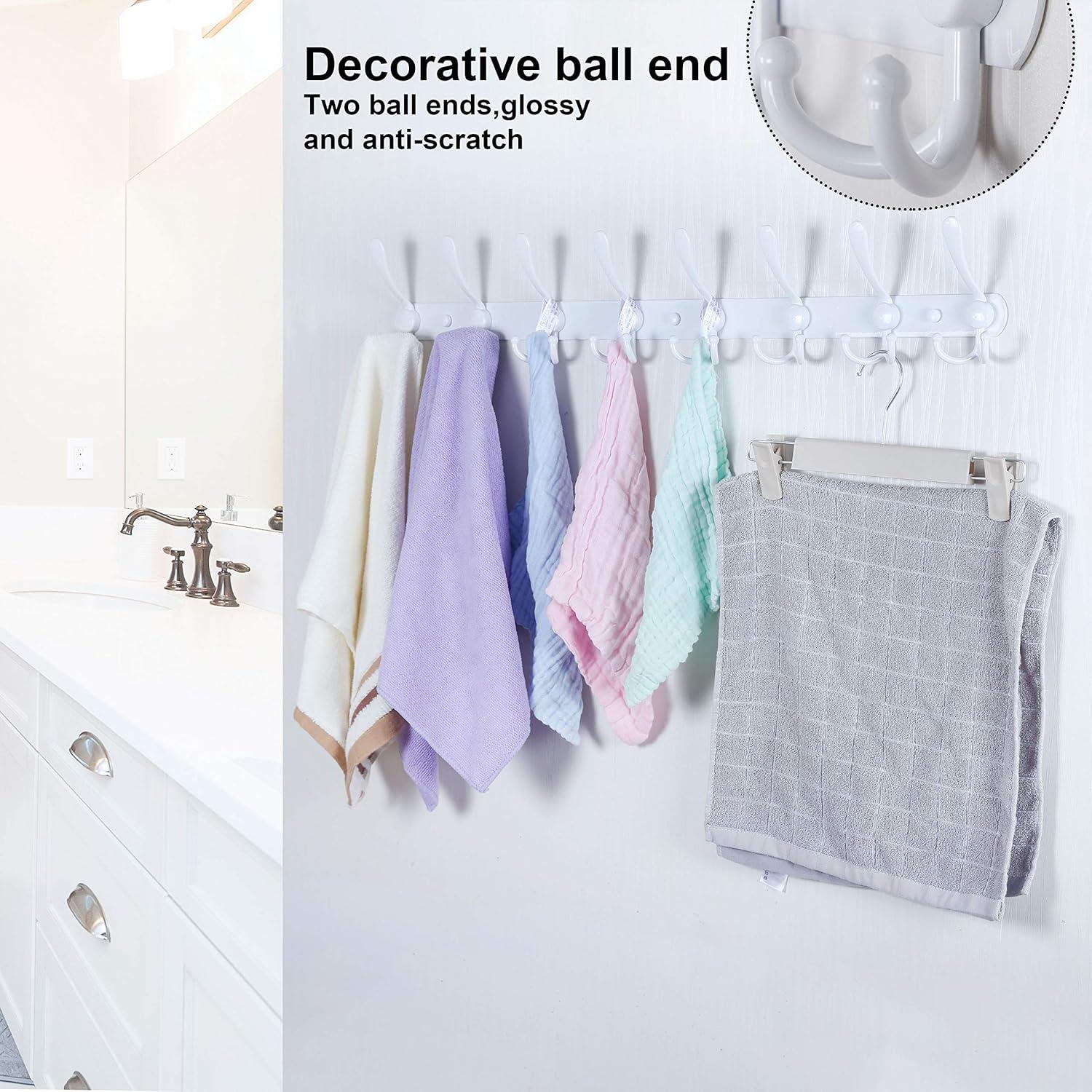 Perchero de Pared WEBI 76 cm con 8 Ganchos Triples Blanco