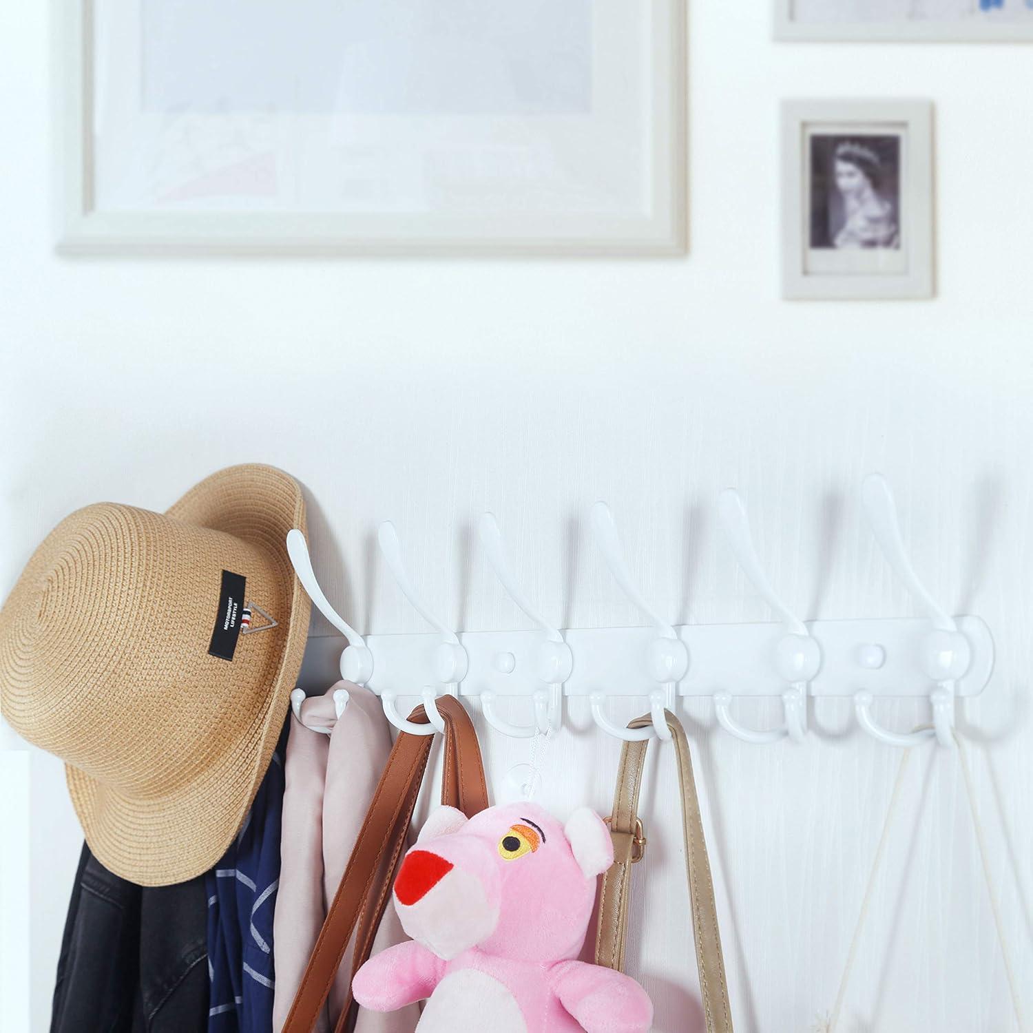 Perchero de Pared WEBI 76 cm con 8 Ganchos Triples Blanco