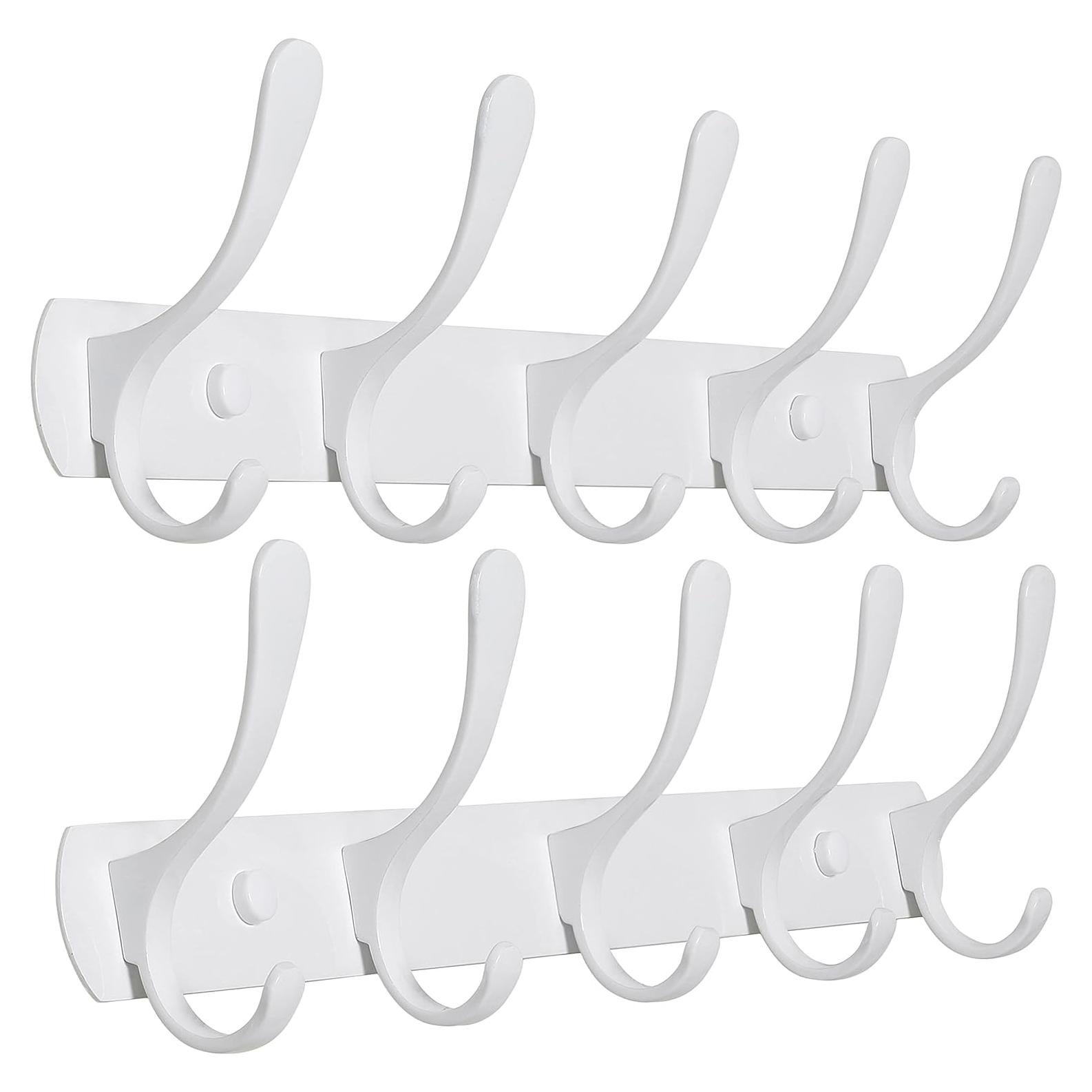 Perchero de Pared SKOLOO Blanco con 5 Ganchos - Paquete de 2