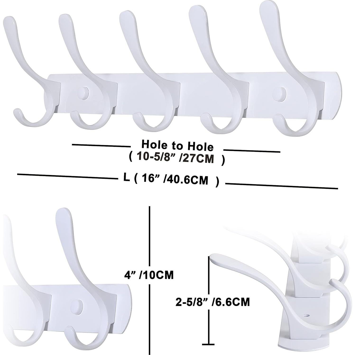 Perchero de Pared SKOLOO Blanco con 5 Ganchos - Paquete de 2