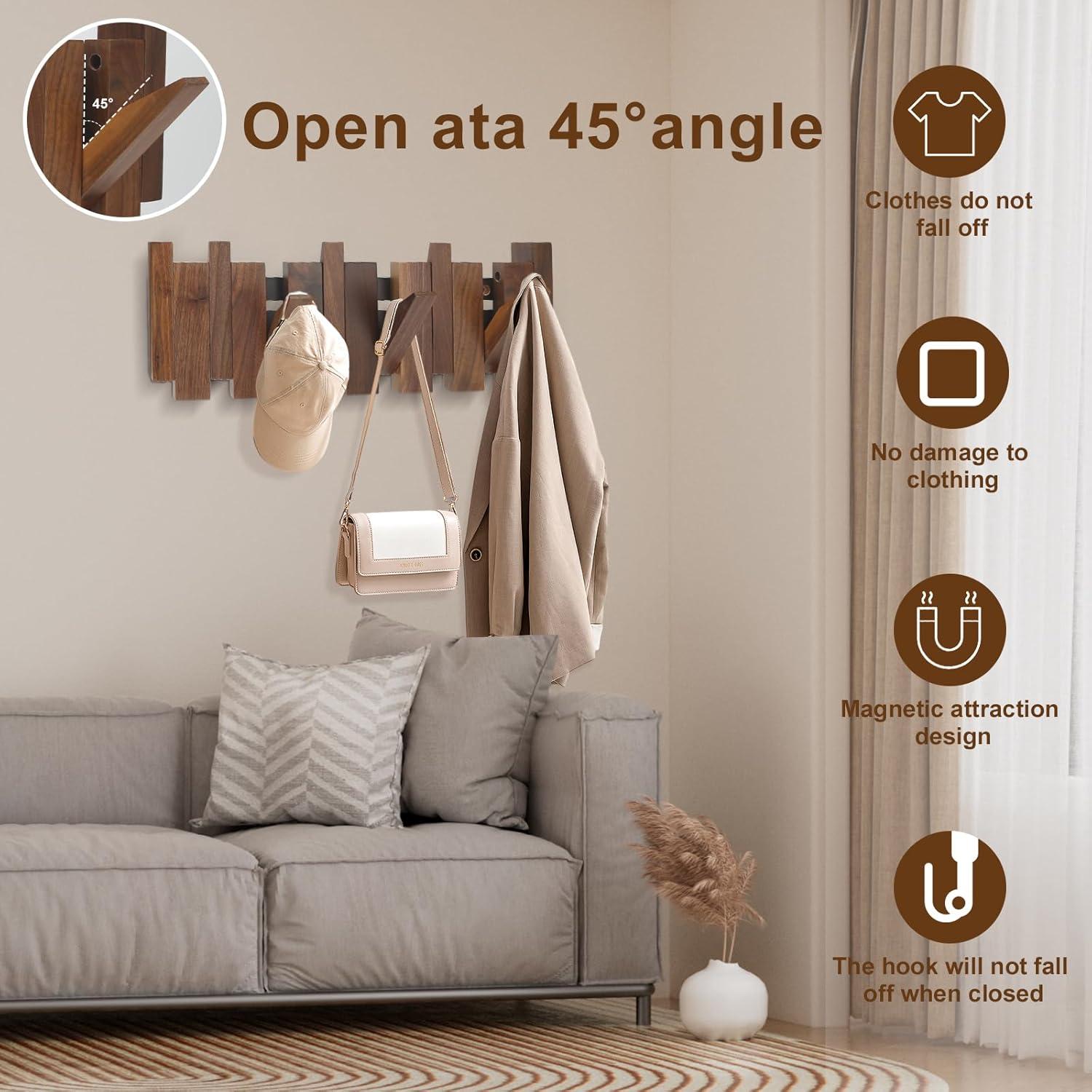 Perchero de Piano DABRORICESTAR de Madera Natural 6 Ganchos