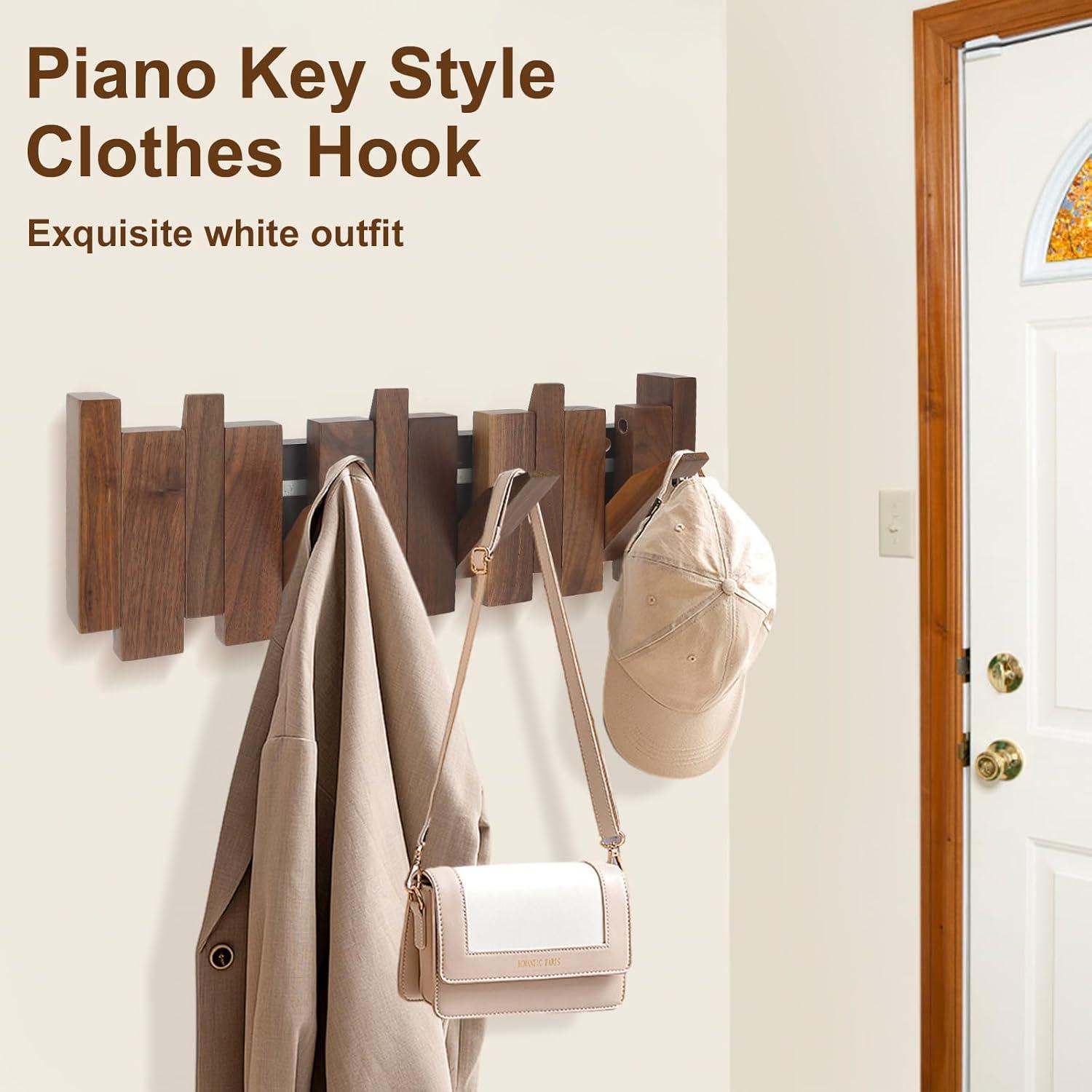 Perchero de Piano DABRORICESTAR de Madera Natural 6 Ganchos