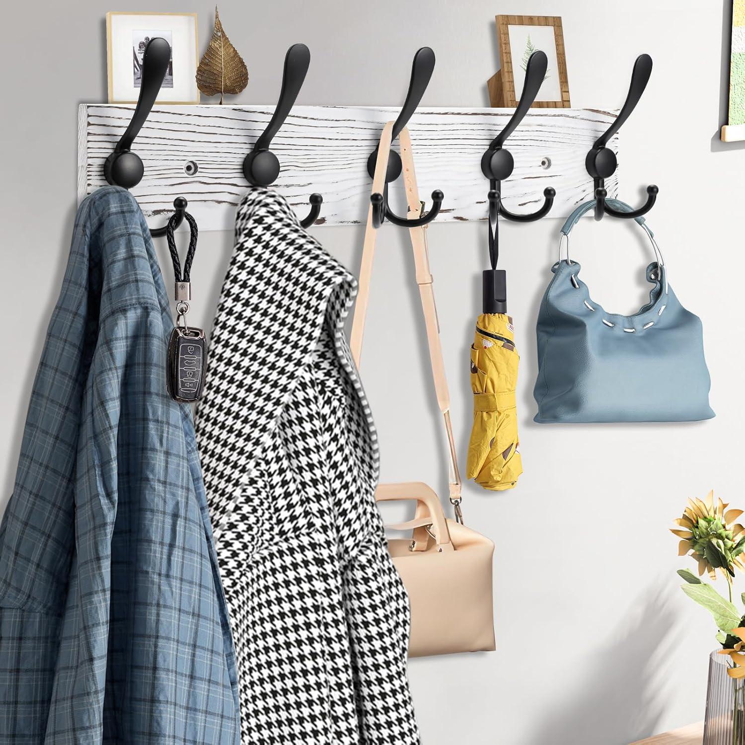 Perchero de pared de madera Kuhome 5 ganchos negros 42.9x11.9 cm