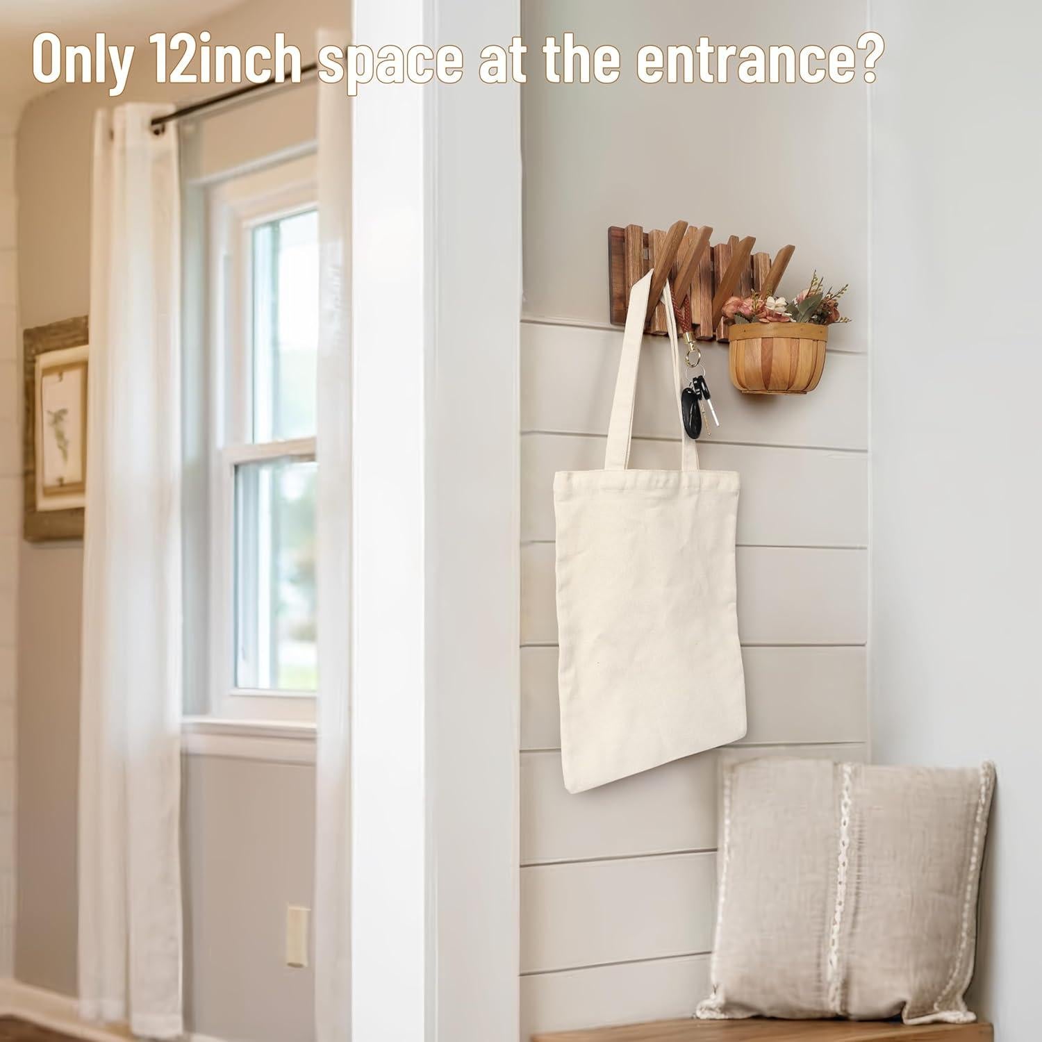 Perchero Pared KYIAANY 6 Ganchos Madera Acacia 26.4 cm