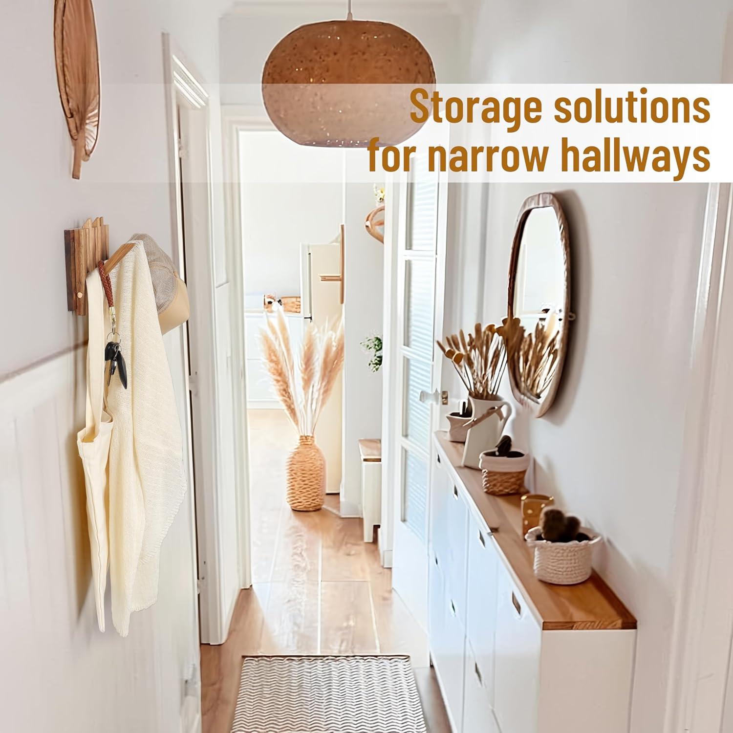 Perchero Pared KYIAANY 6 Ganchos Madera Acacia 26.4 cm