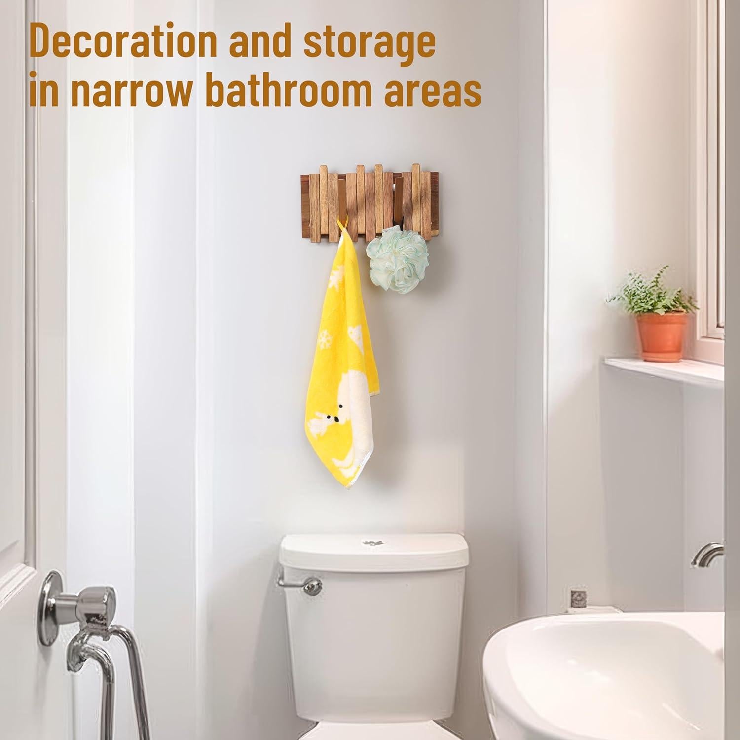 Perchero Pared KYIAANY 6 Ganchos Madera Acacia 26.4 cm