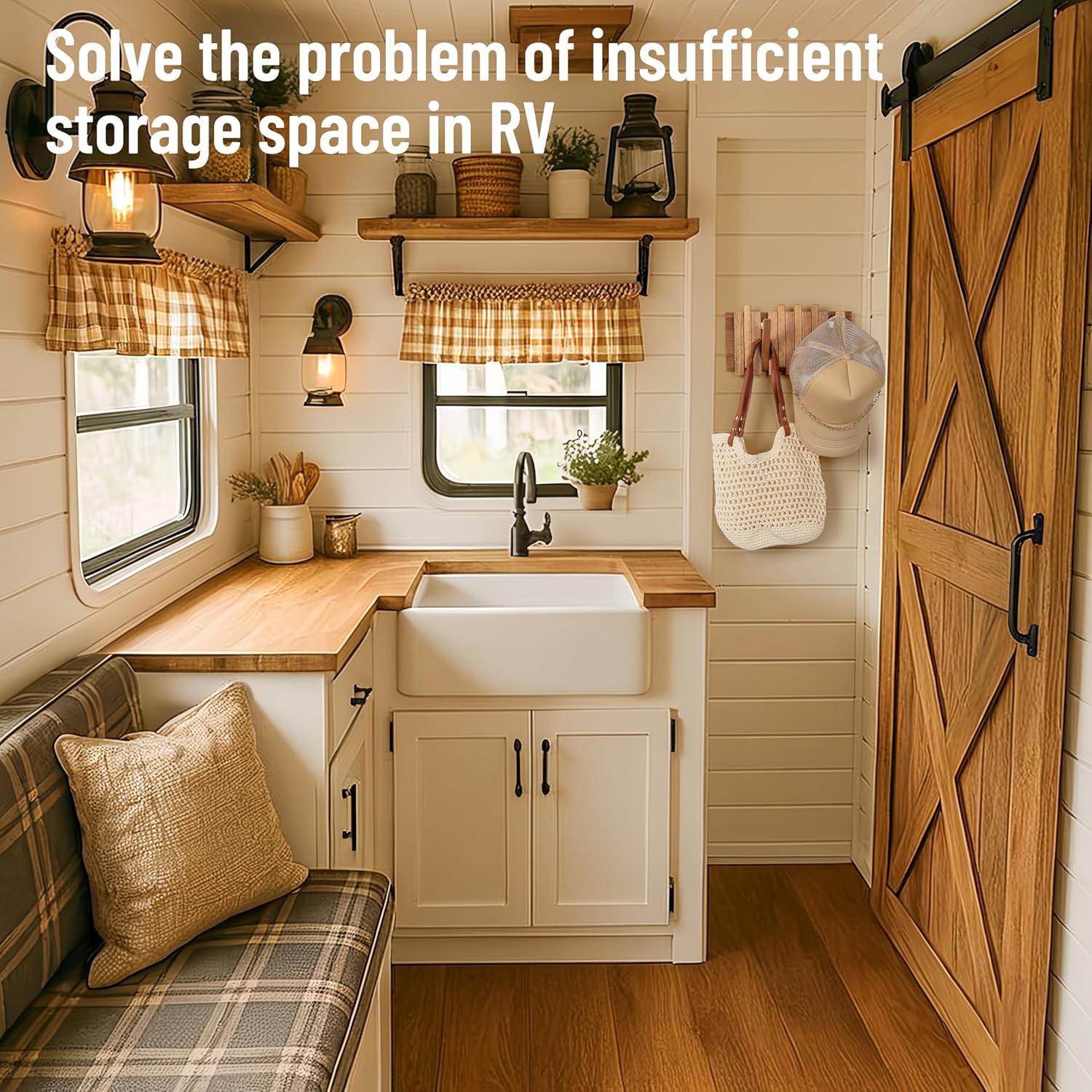 Perchero Pared KYIAANY 6 Ganchos Madera Acacia 26.4 cm