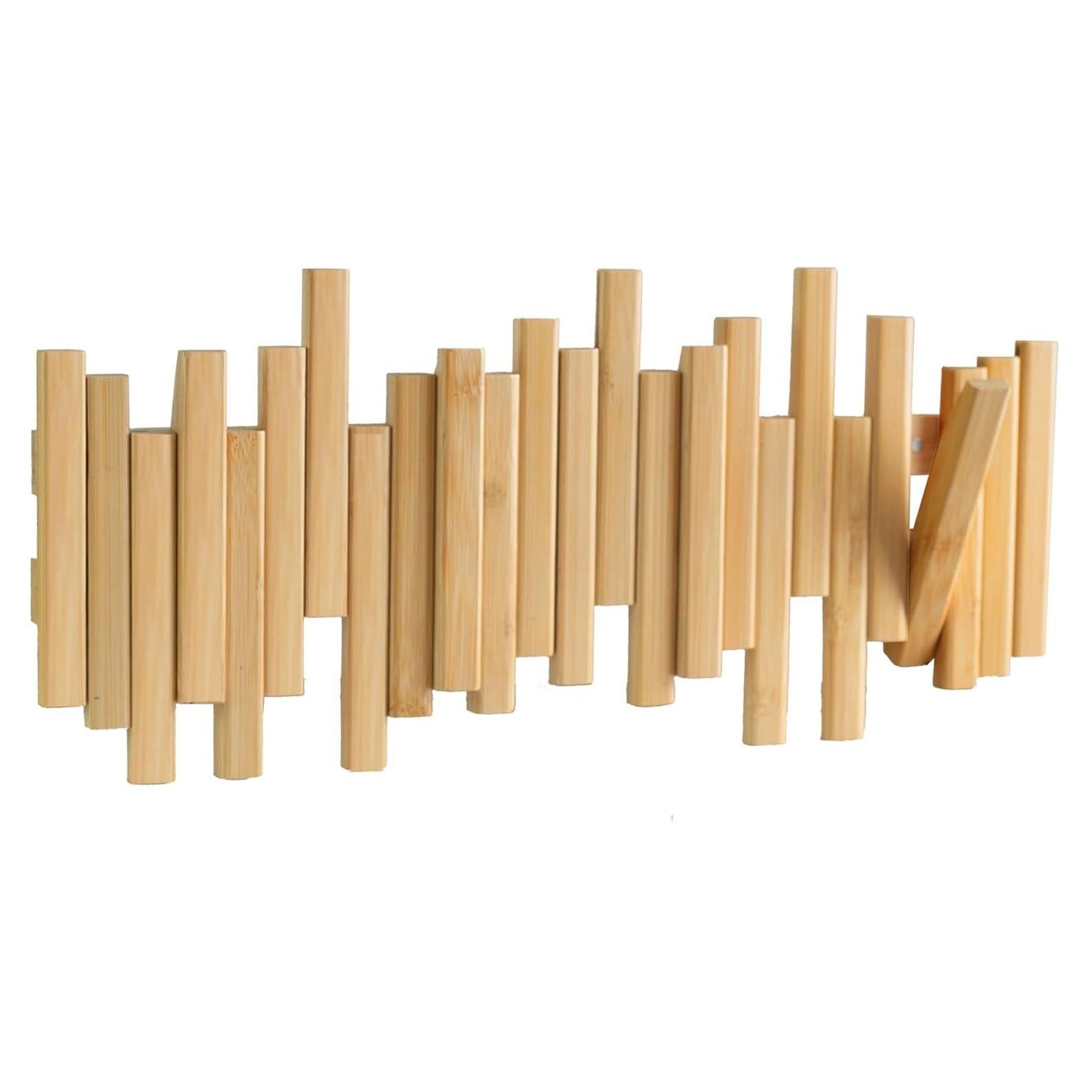 Perchero de Abrigos MinBoo de Bambú con 4 Ganchos Plegables