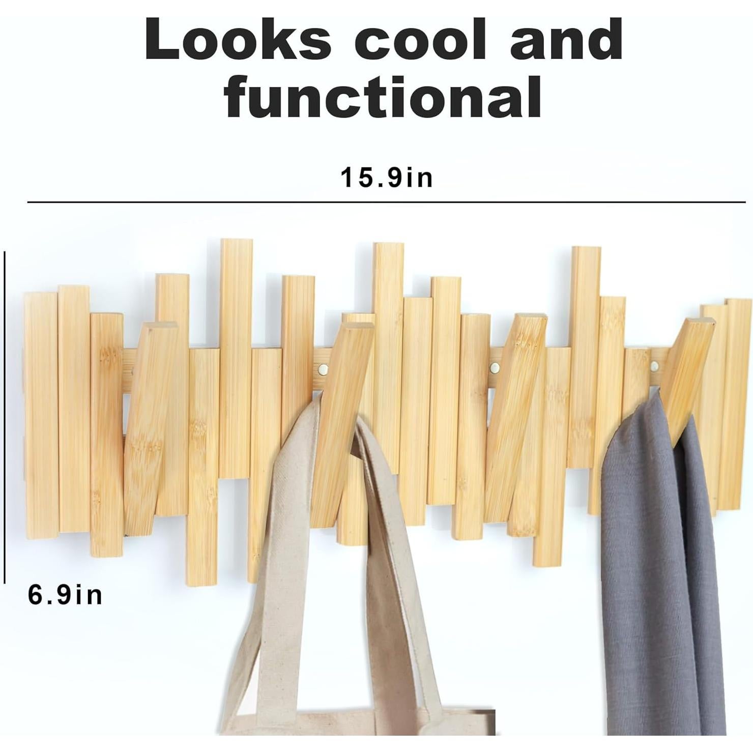 Perchero de Abrigos MinBoo de Bambú con 4 Ganchos Plegables
