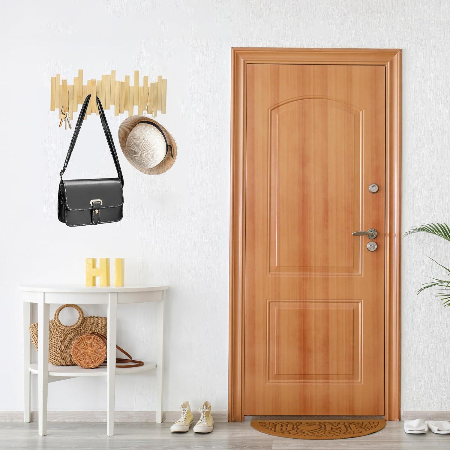 Perchero de Abrigos MinBoo de Bambú con 4 Ganchos Plegables