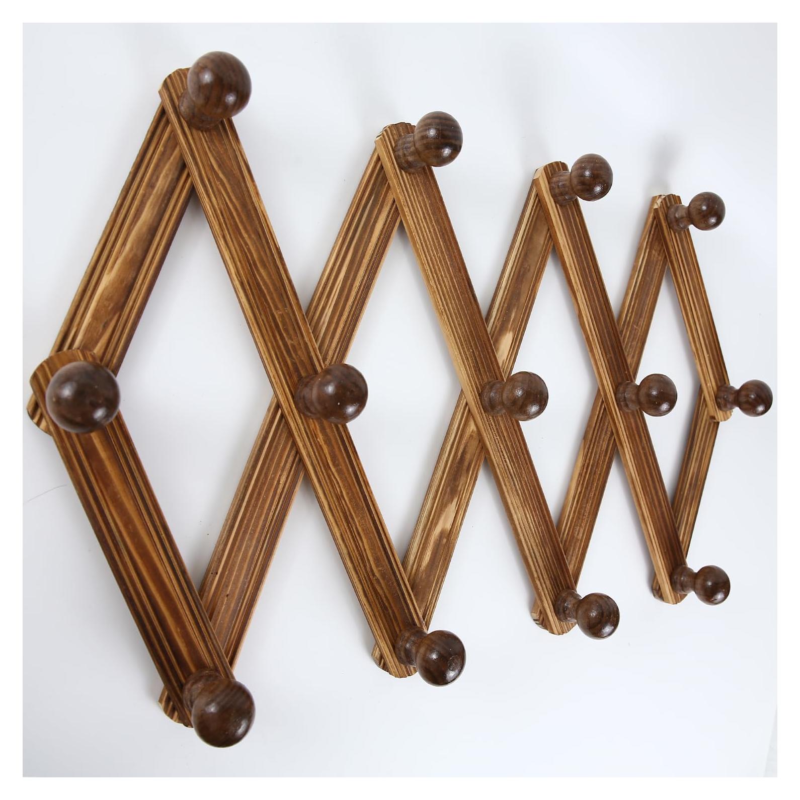 Perchero de Pared Expandible AMAPON de Madera con 13 Ganchos