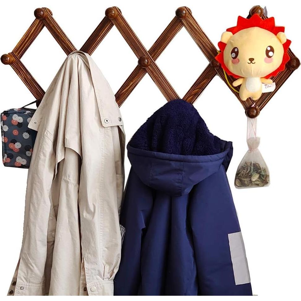 Perchero de Pared Expandible AMAPON de Madera con 13 Ganchos