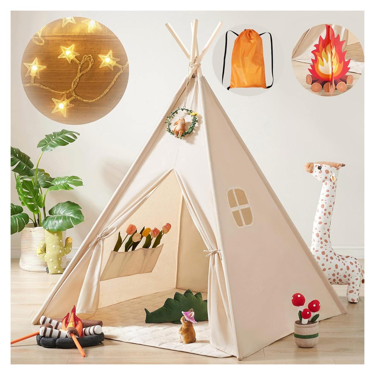 Tienda Teepee para Niños Tiny Land con Luces y Accesorios