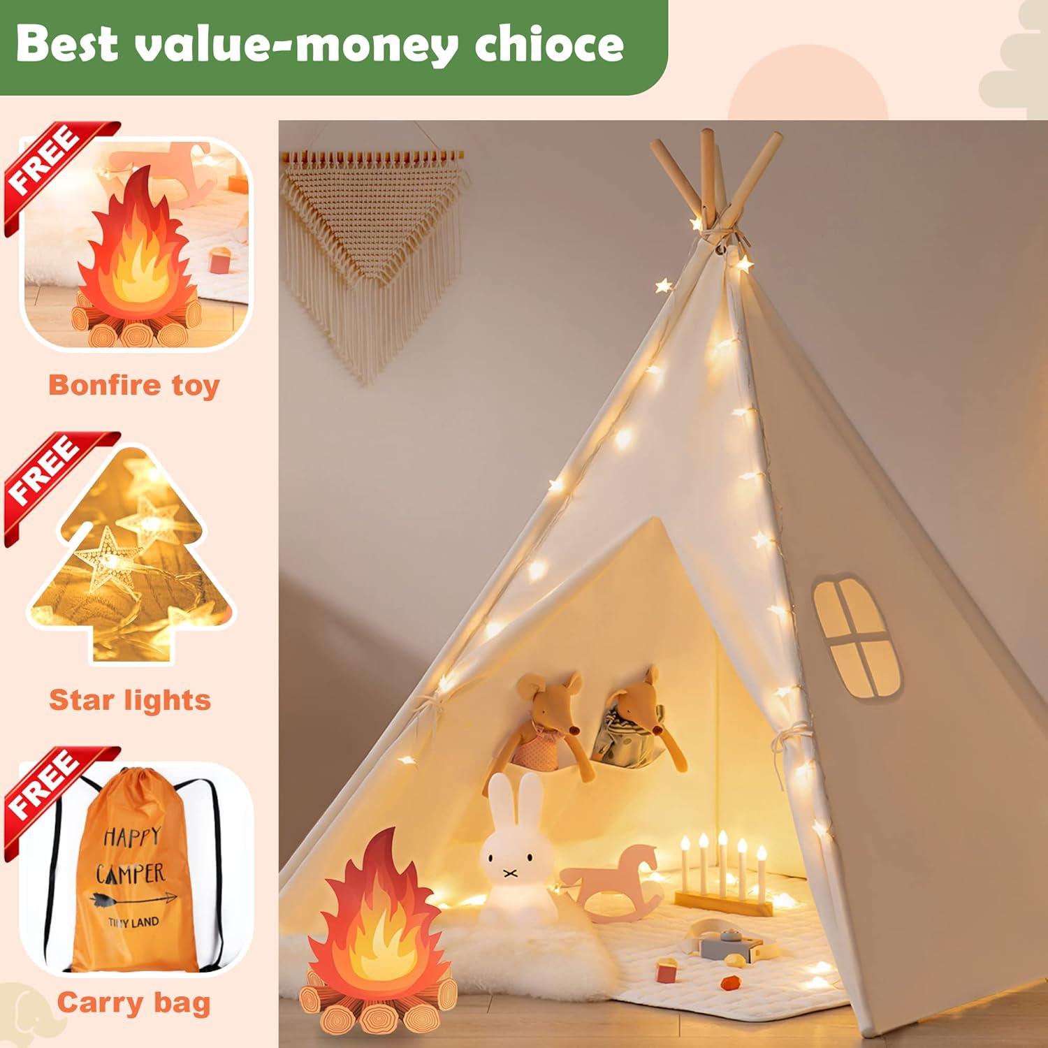 Tienda Teepee para Niños Tiny Land con Luces y Accesorios