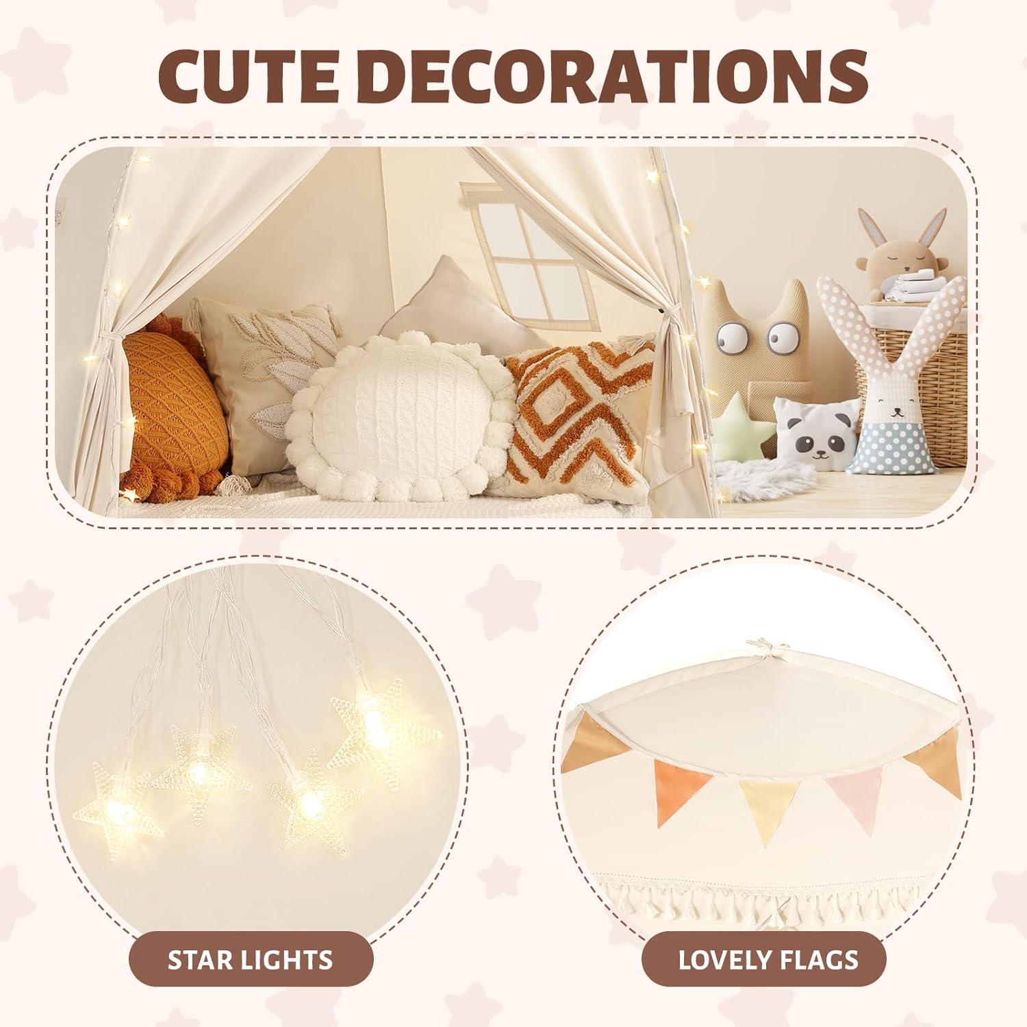 Tienda Teepee para Niños Sumbababy con Luces - Crema