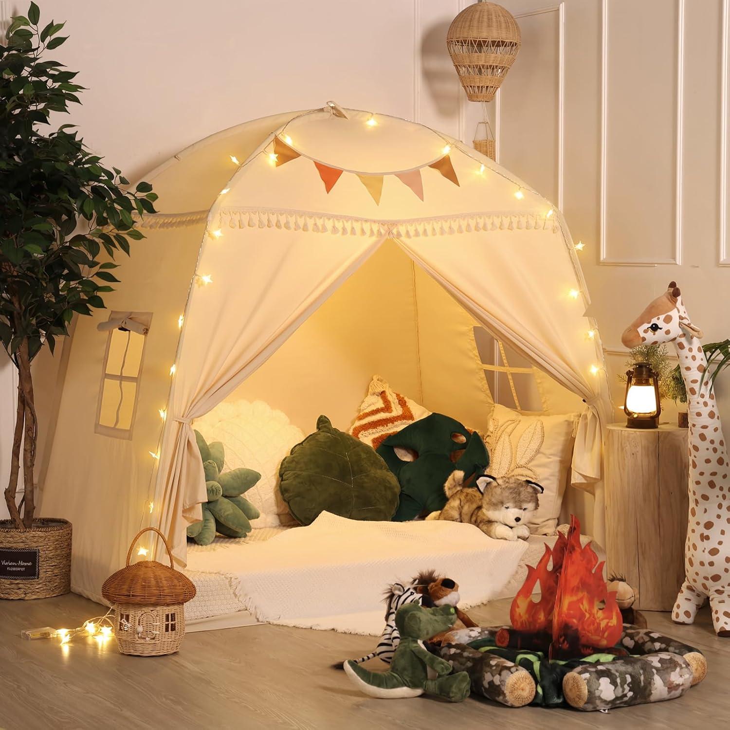 Tienda Teepee para Niños Sumbababy con Luces - Crema
