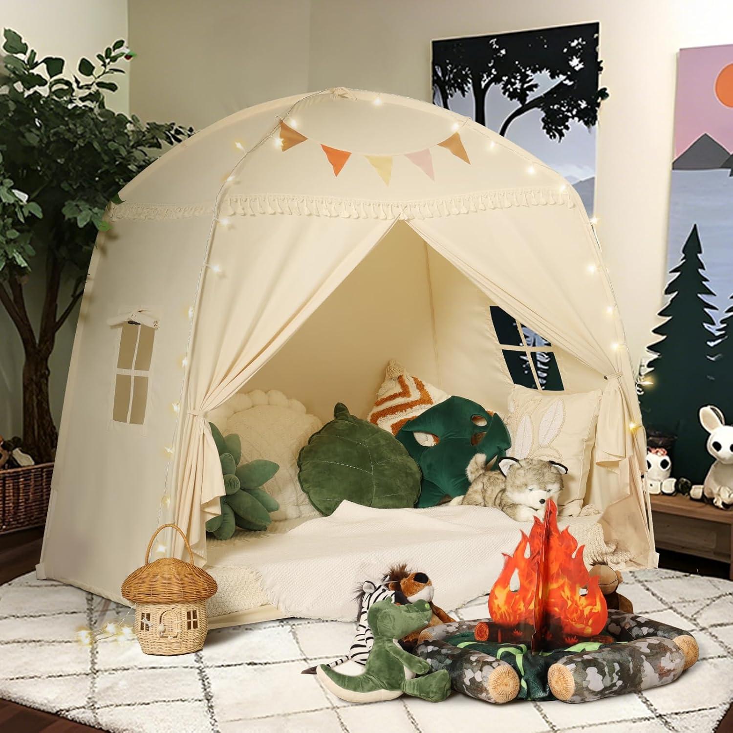 Tienda Teepee para Niños Sumbababy con Luces - Crema