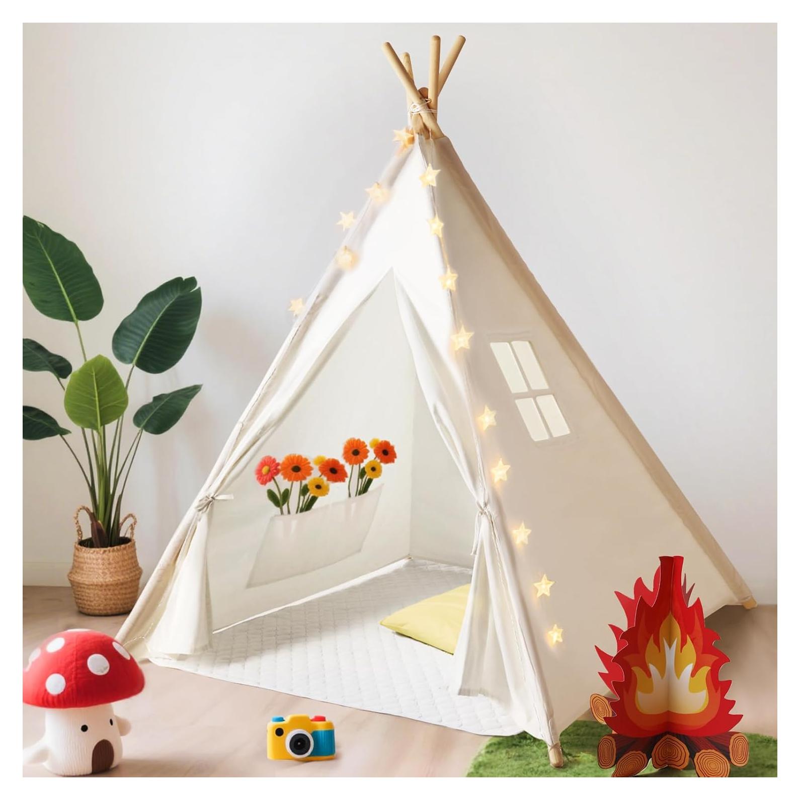 Tienda de Teepee Little Dove 4 Postes 110x150 cm Beige