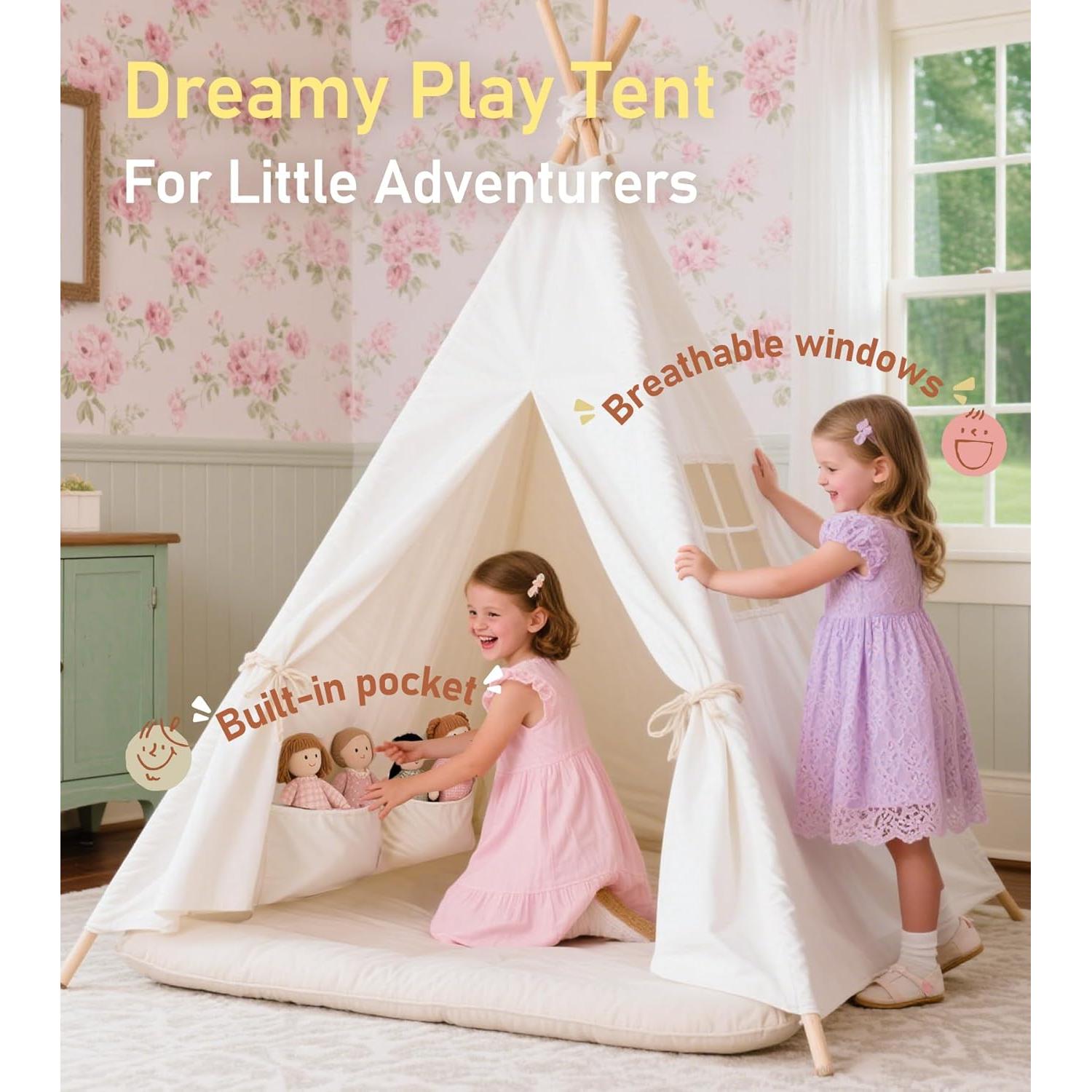 Tienda de Teepee Little Dove 4 Postes 110x150 cm Beige